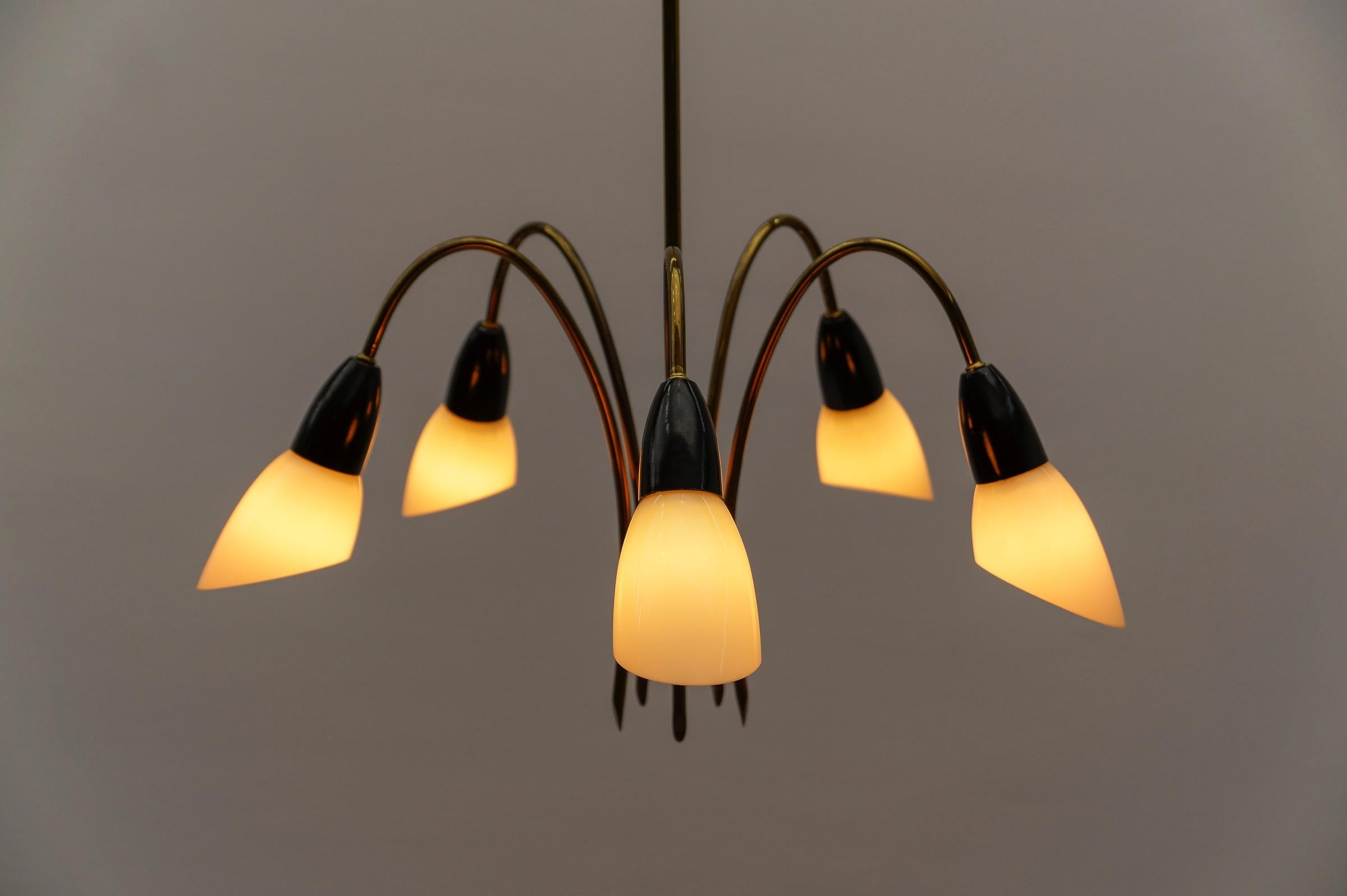 Awesome Brass Spider Lamp with Glass Shades, 1950s Italy For Sale 1