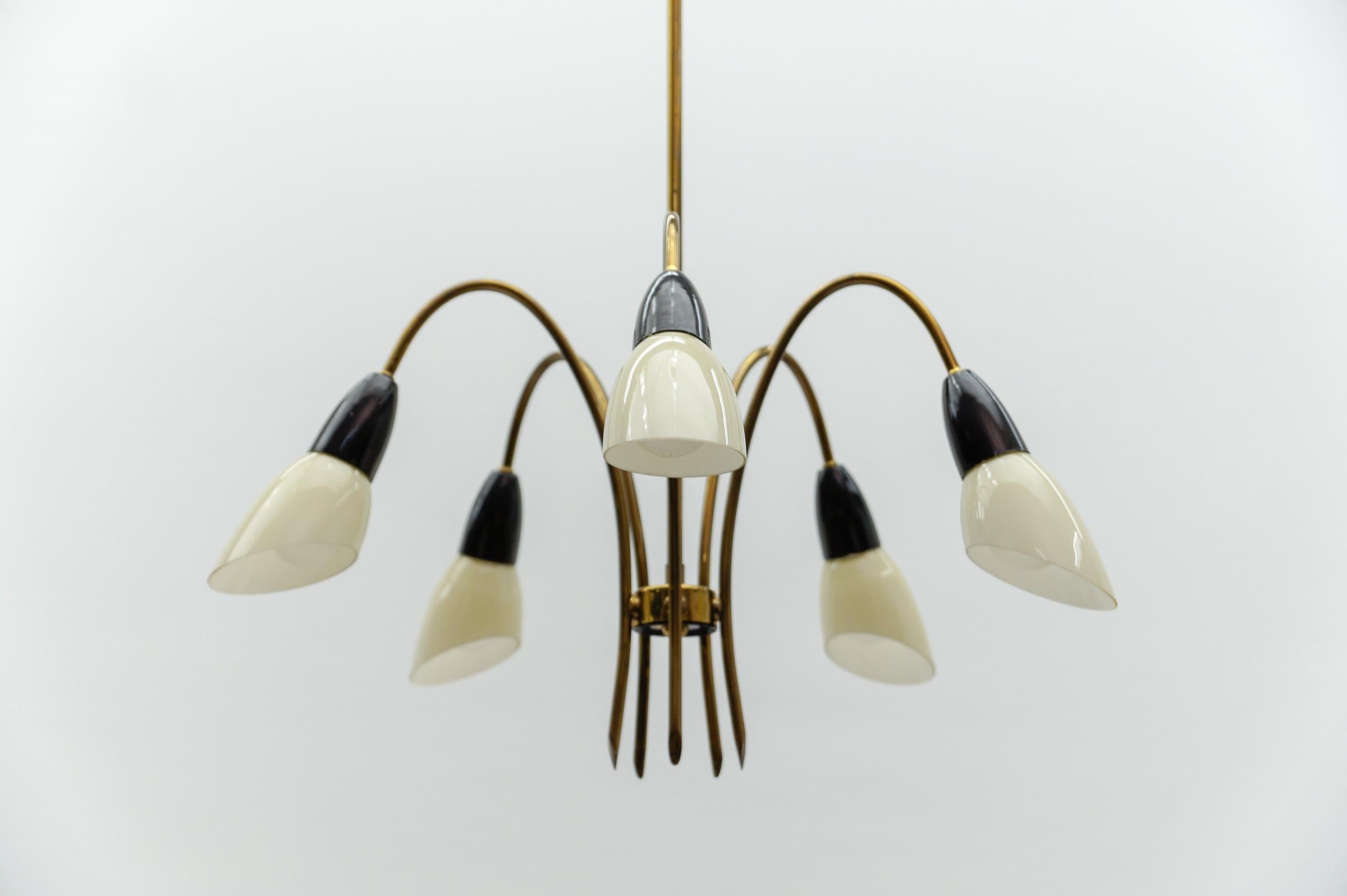 Awesome Brass Spider Lamp with Glass Shades, 1950s Italy For Sale 2