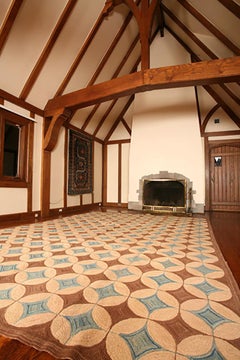 Awesome Brown Circles Pattern Contemporary Handwowen American Hooked Rug