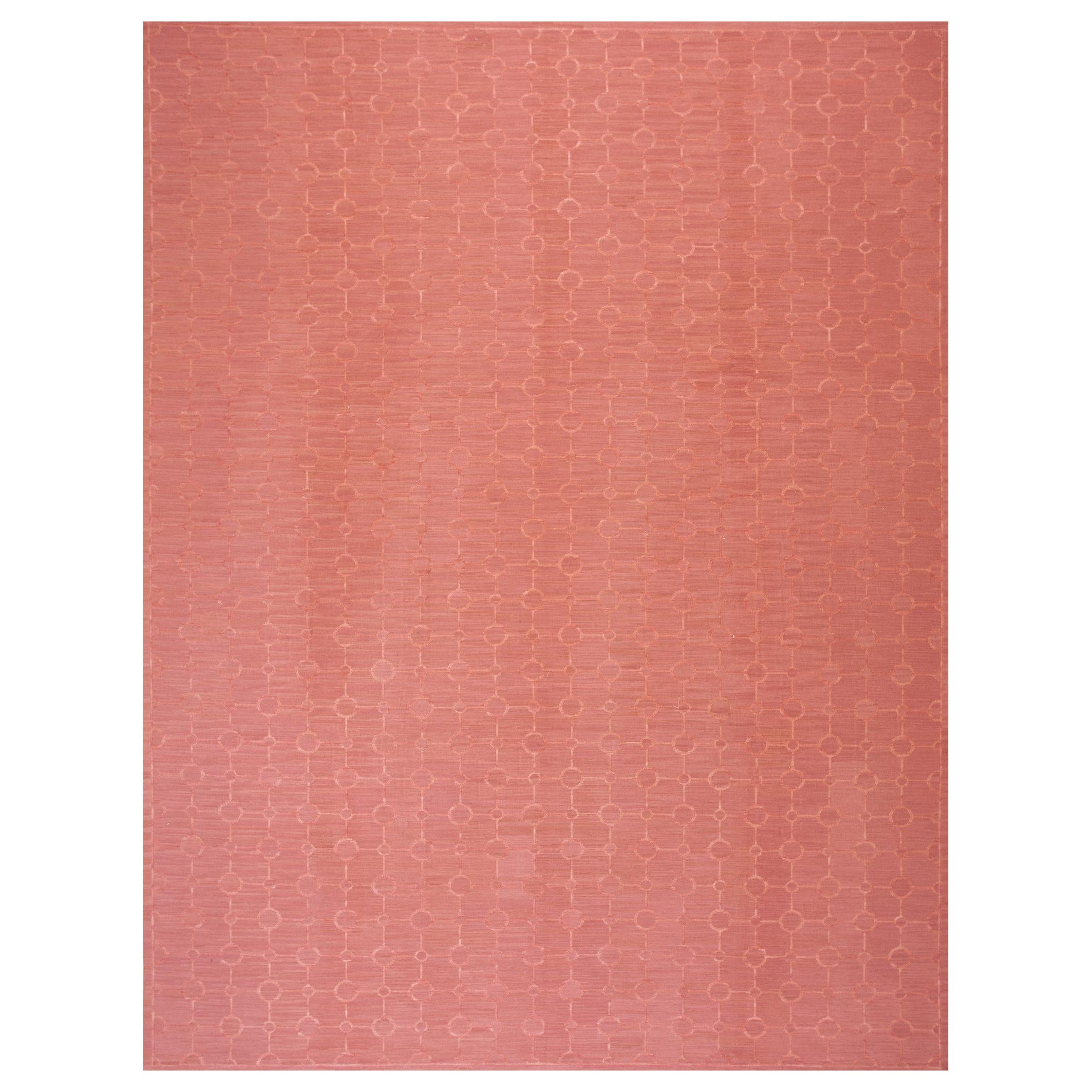 Awesome Contemporary Handwoven Wool Needlepoint Flat Weave Silk Highlight im Angebot