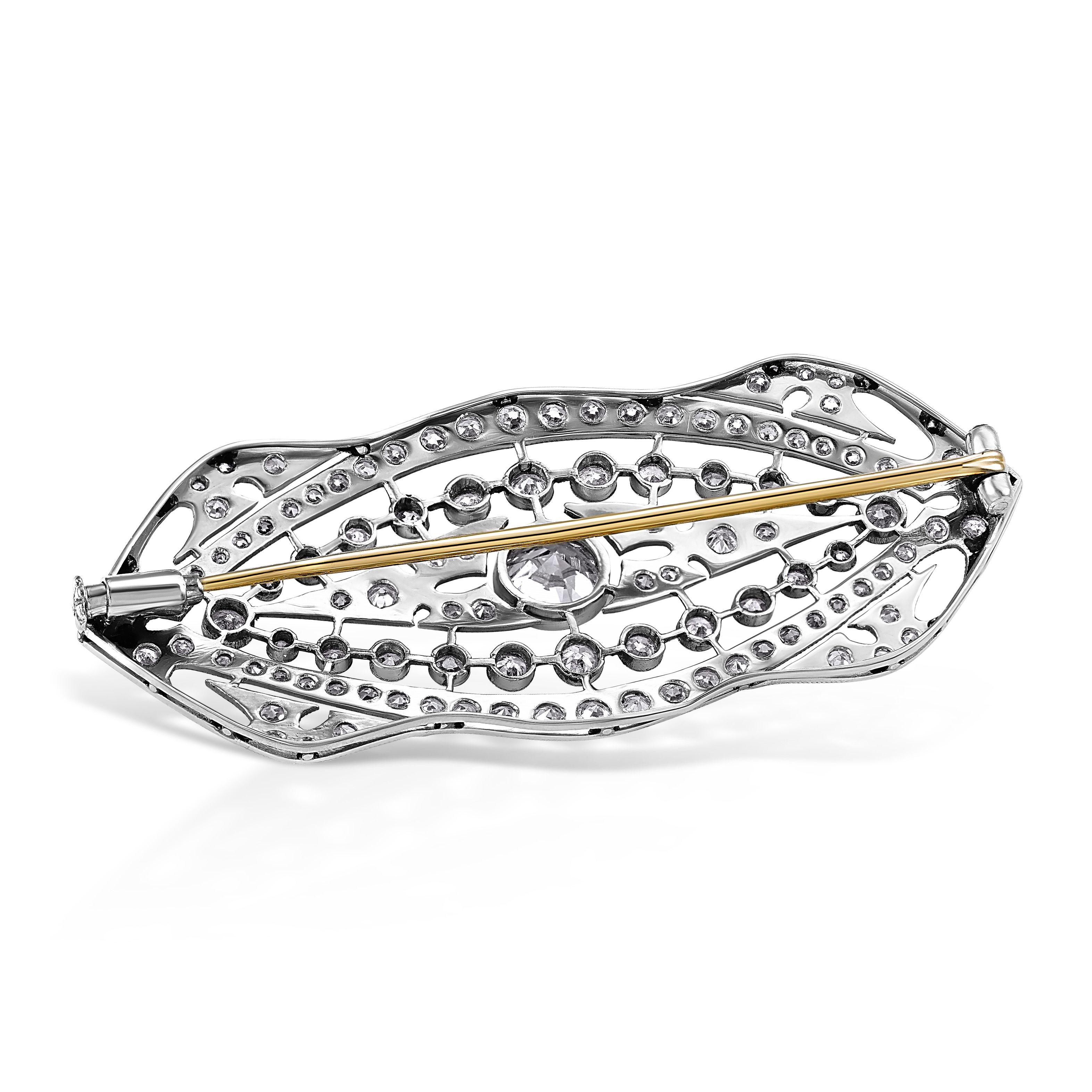 Broche en or Art nouveau avec diamants, ancienne collection Estate Fine Jewelry Excellent état - En vente à Montreal, QC