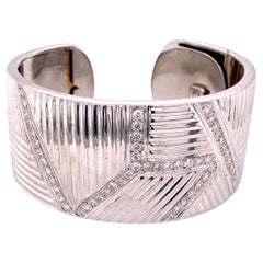Awesome Diamond Gold Cuff Bracelet Estate Fine Jewelry