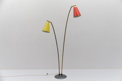 Awesome Double Mid-Century Modern brass & perforated metal floor lamp, 1950s