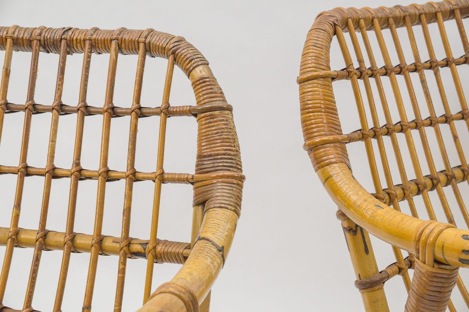 Awesome Italian Bamboo & Rattan Armchairs, 1950s, Set of 2 For Sale 5