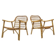Awesome Italian Bamboo & Rattan Armchairs, 1950s, Set of 2