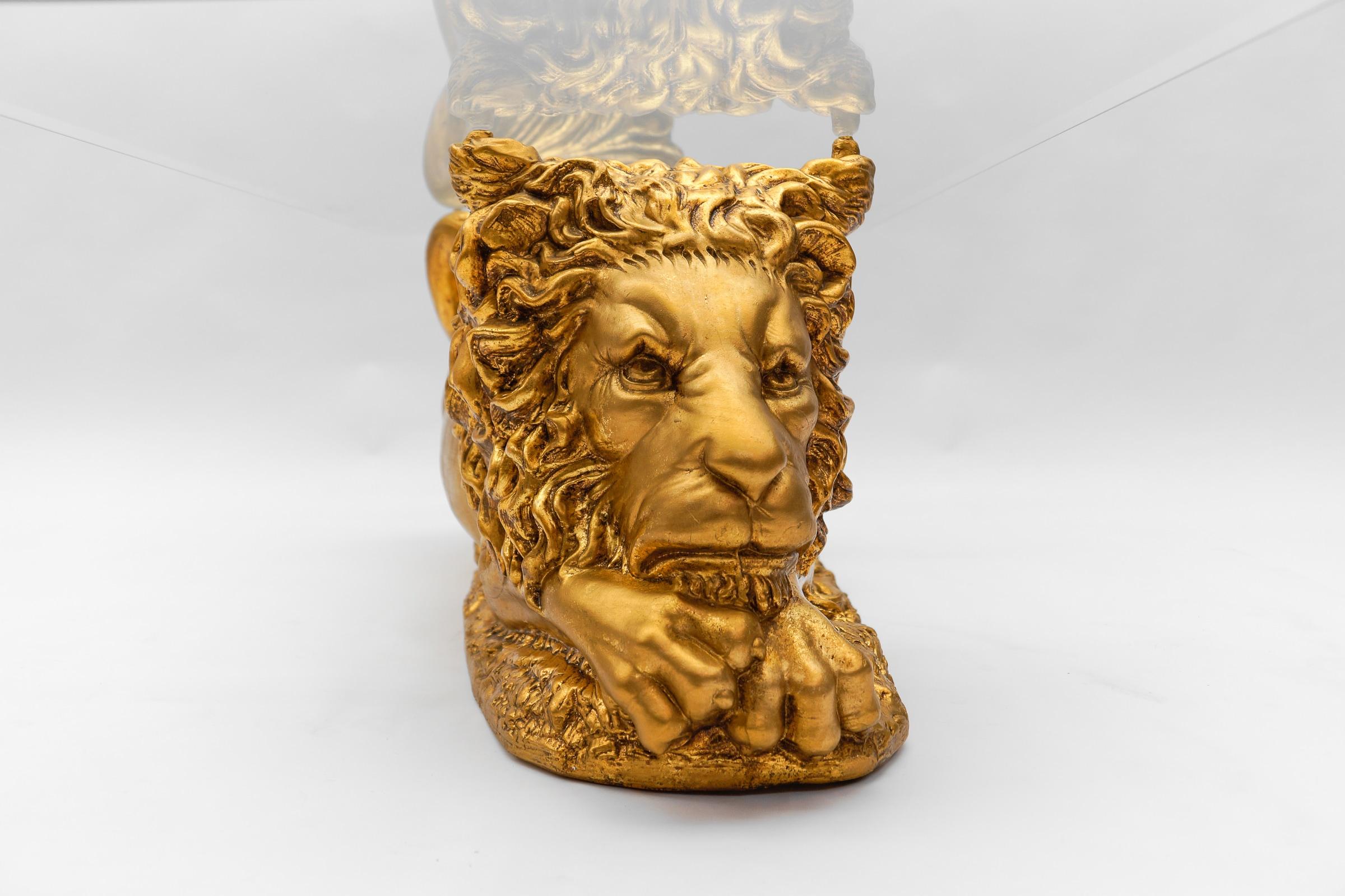 Awesome Italian Ceramic Handcrafted Lion Coffee Table Base, 1960s For Sale 8