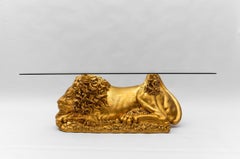 Awesome Italian Ceramic Handcrafted Lion Coffee Table Base, 1960s