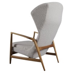 Awesome Italian Mid-Century Modern Wingback Armchair in White Boucle, 1950s