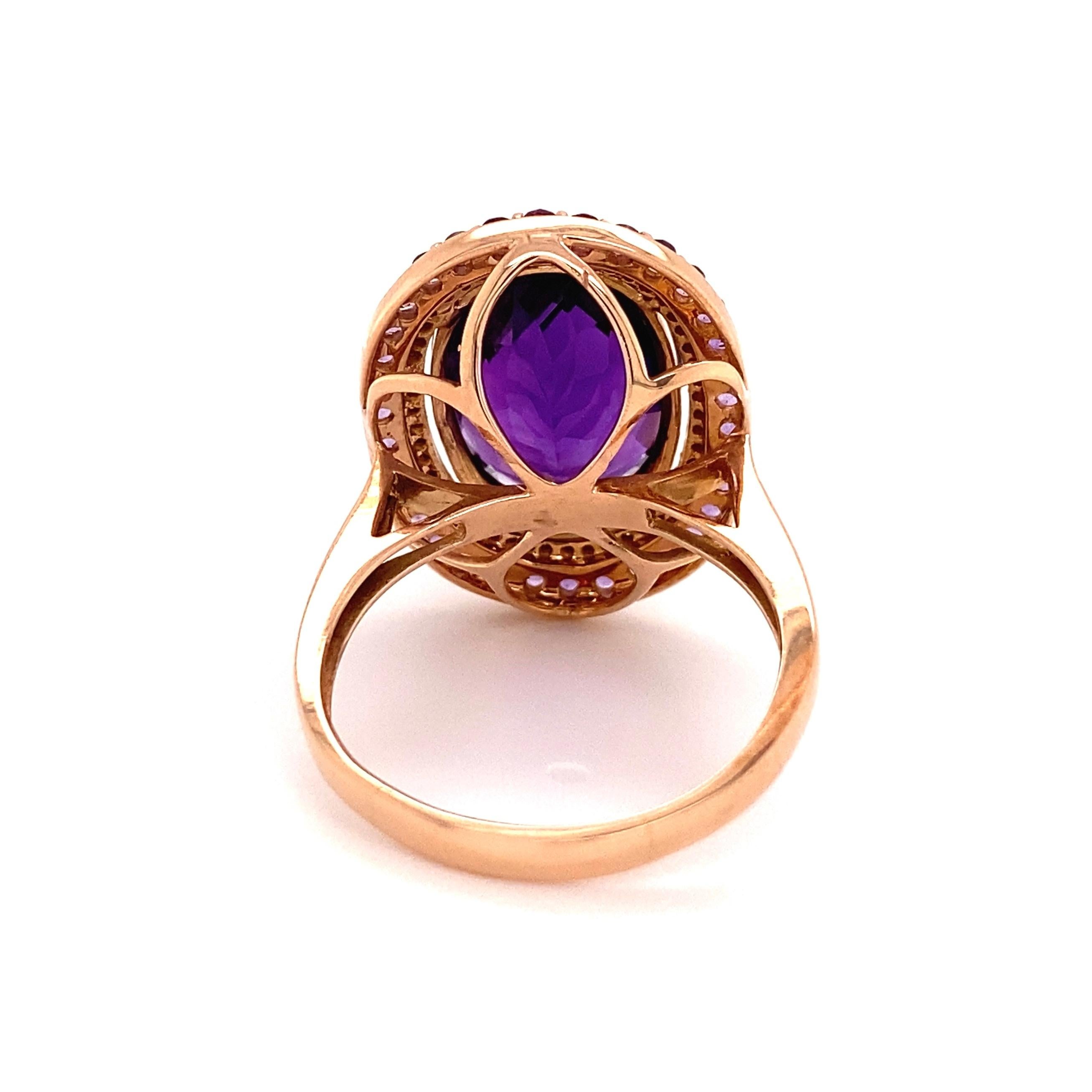Oval Cut Awesome Large Oval Amethyst and Diamond Cocktail Ring Estate Fine Jewelry For Sale