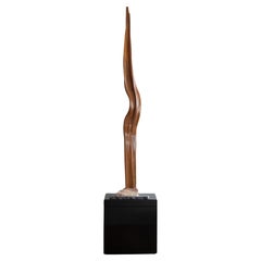 Awesome Leon Haller Abstract Wood & Marble Sculpture on Plinth Base, c. 2000