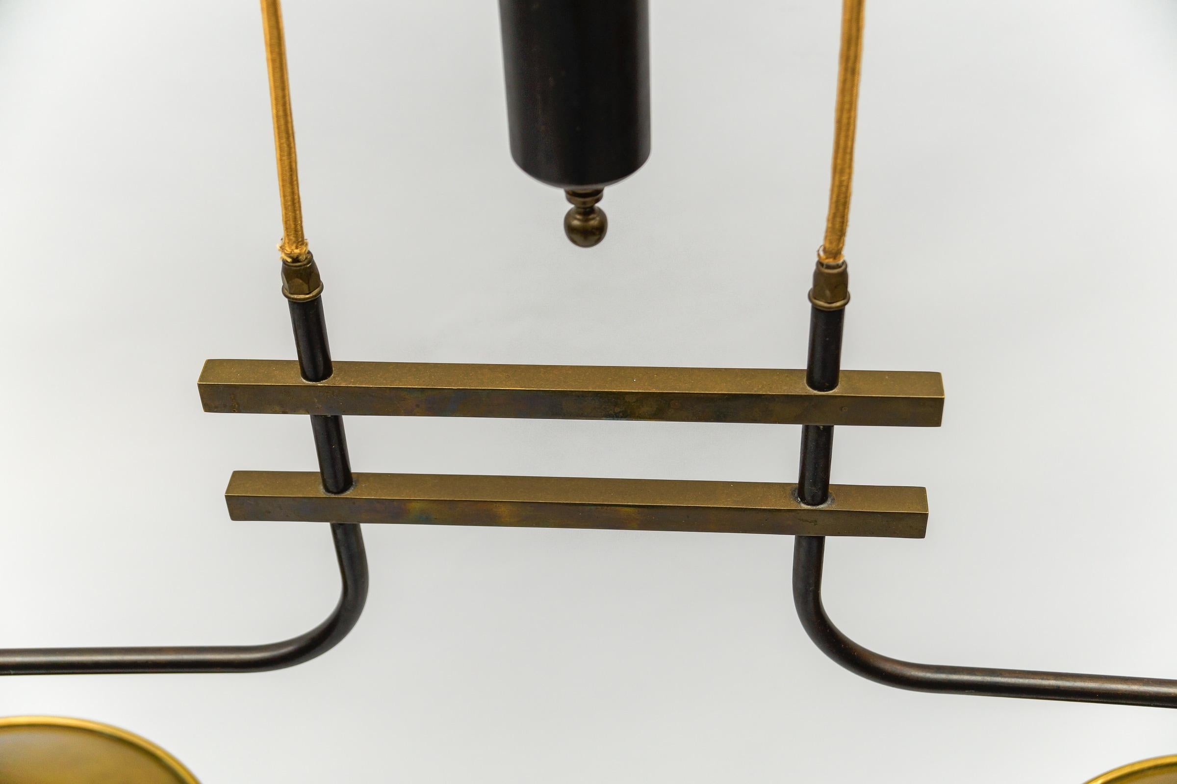Awesome Mid-Century Brass and Metal Billiard Ceiling Lamp, 1960s  For Sale 9