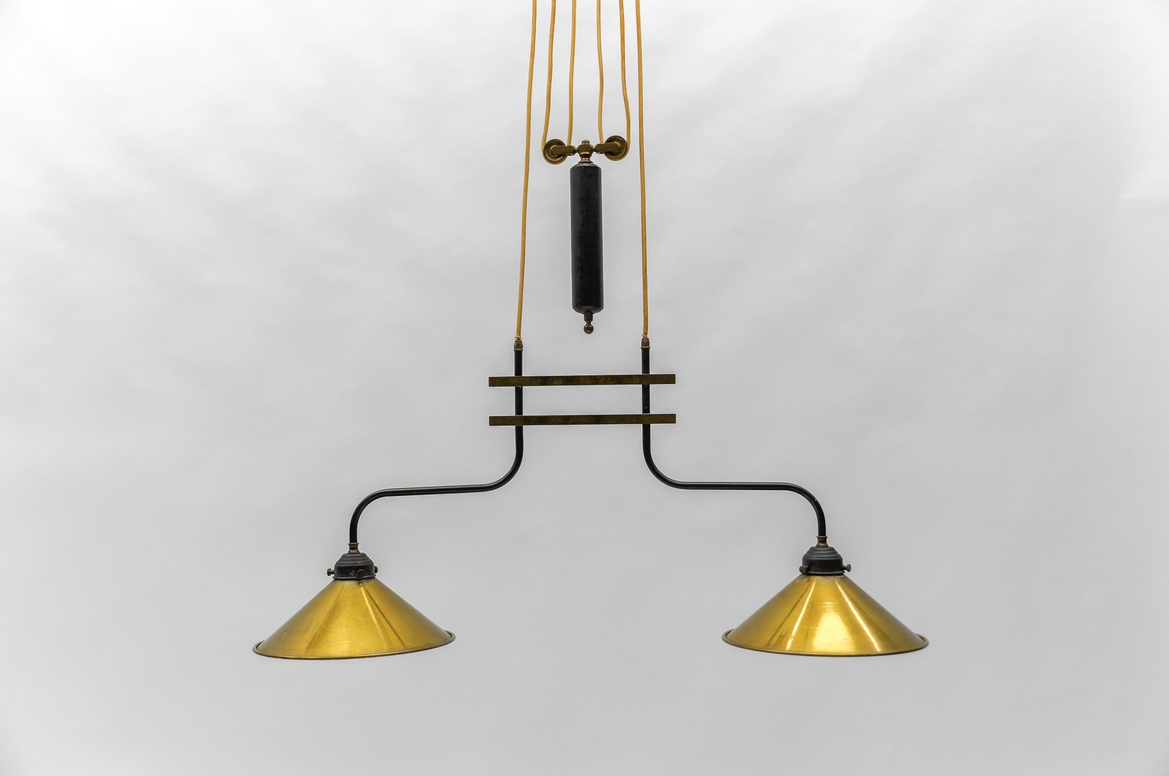 Awesome Mid-Century Brass and Metal Billiard Ceiling Lamp, 1960s  For Sale 13