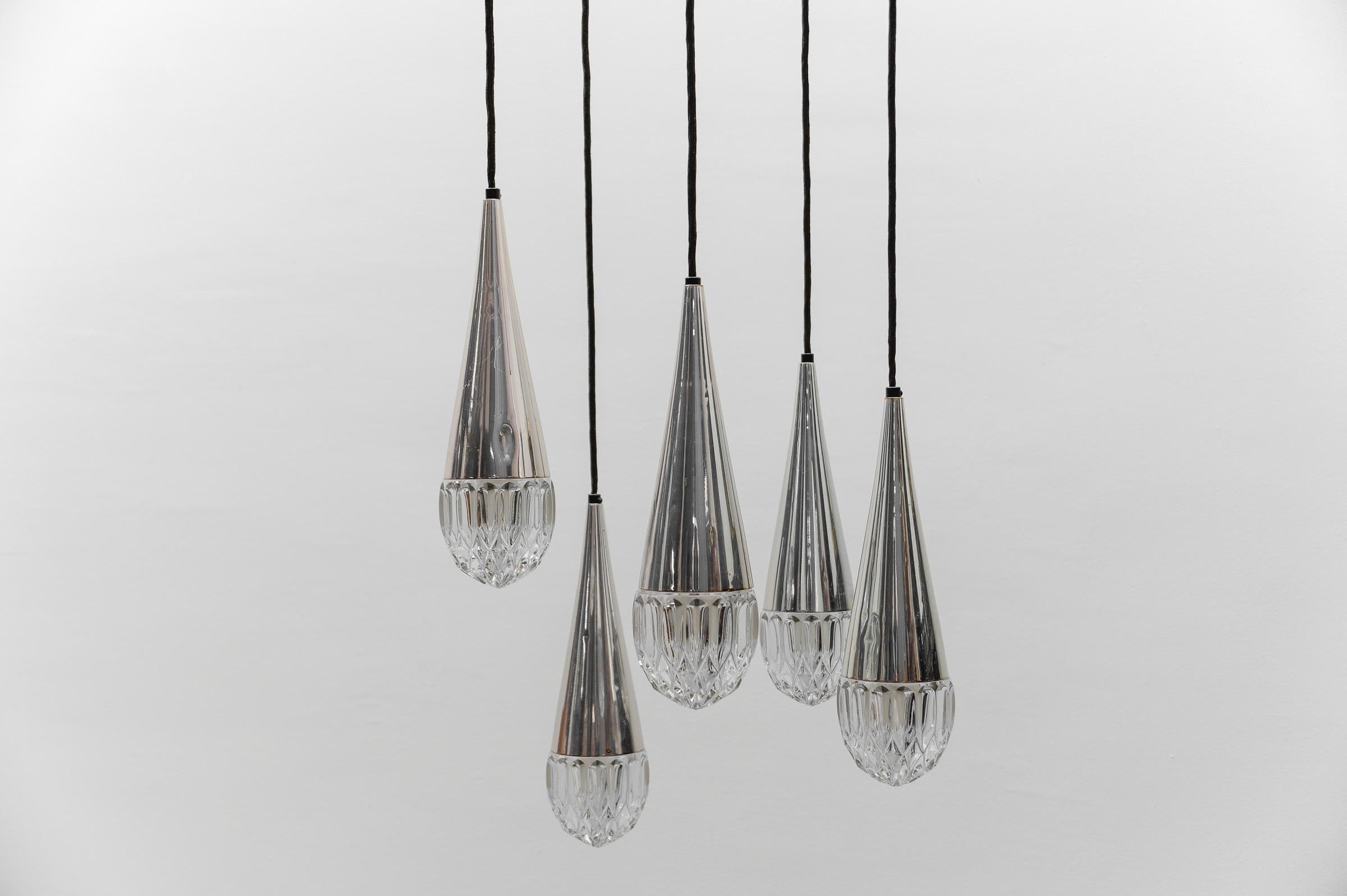 Mid-Century moderno Impressionante lampada a cascata moderna di metà secolo di Kaiser Leuchten, Germania anni '60 in vendita