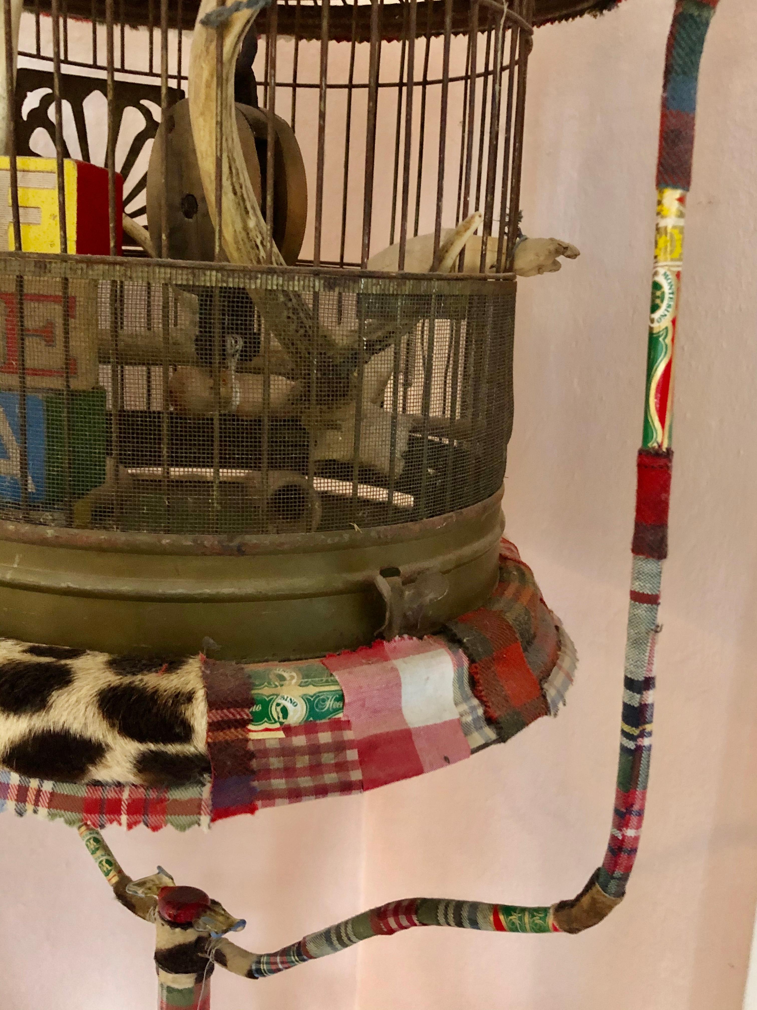 Sculpture cage à oiseaux en matériaux mixtes en vente 4