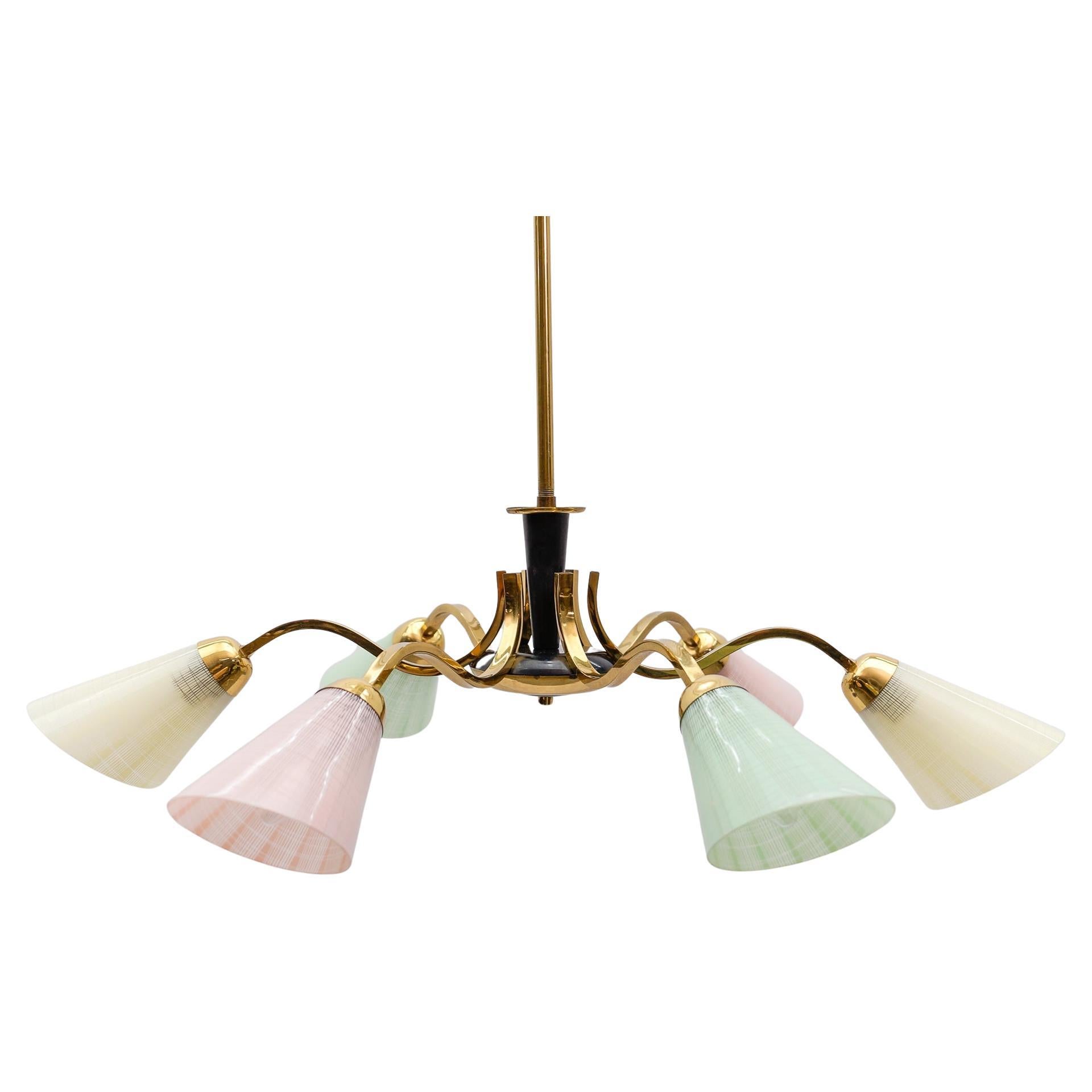 Awesome Multicolored Spider Lamp in the Manner of Arteluce, Italy, 1950s For Sale