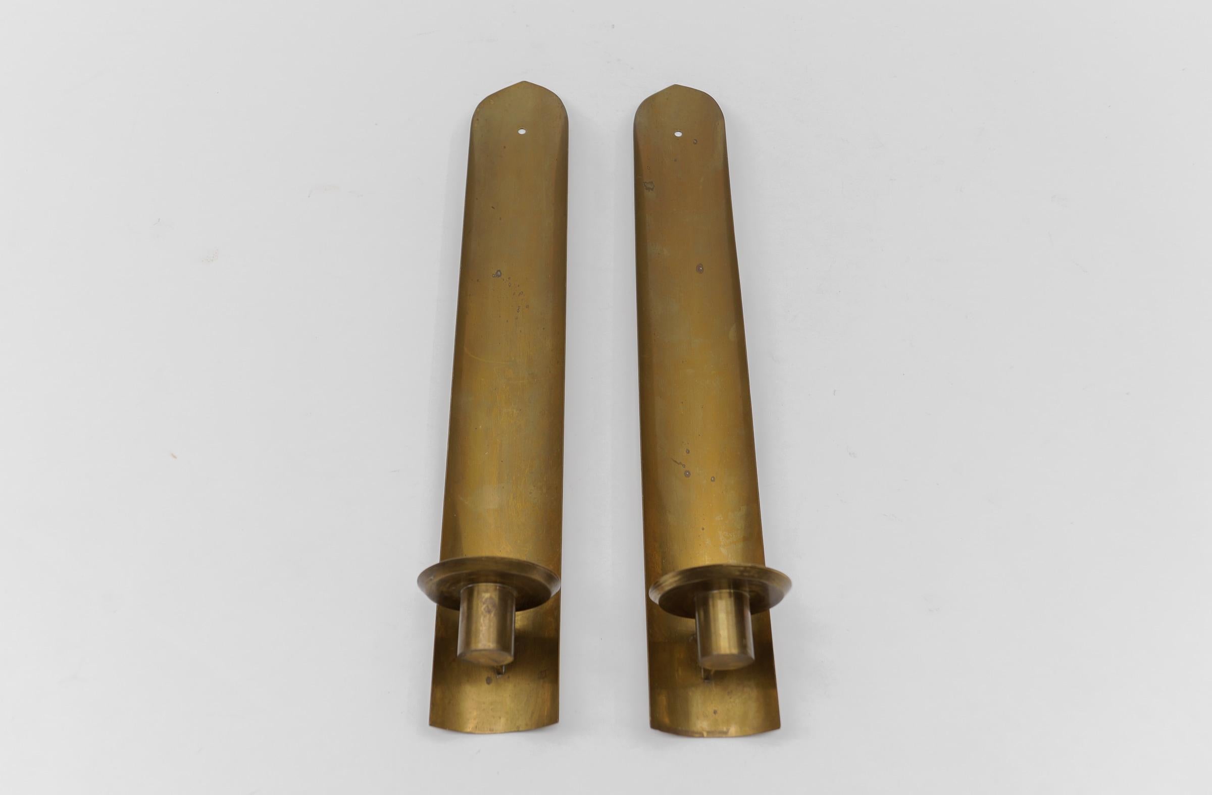 Mid-Century Modern Awesome Pair of Brass Wall Candle Holder, 1950s Austria For Sale