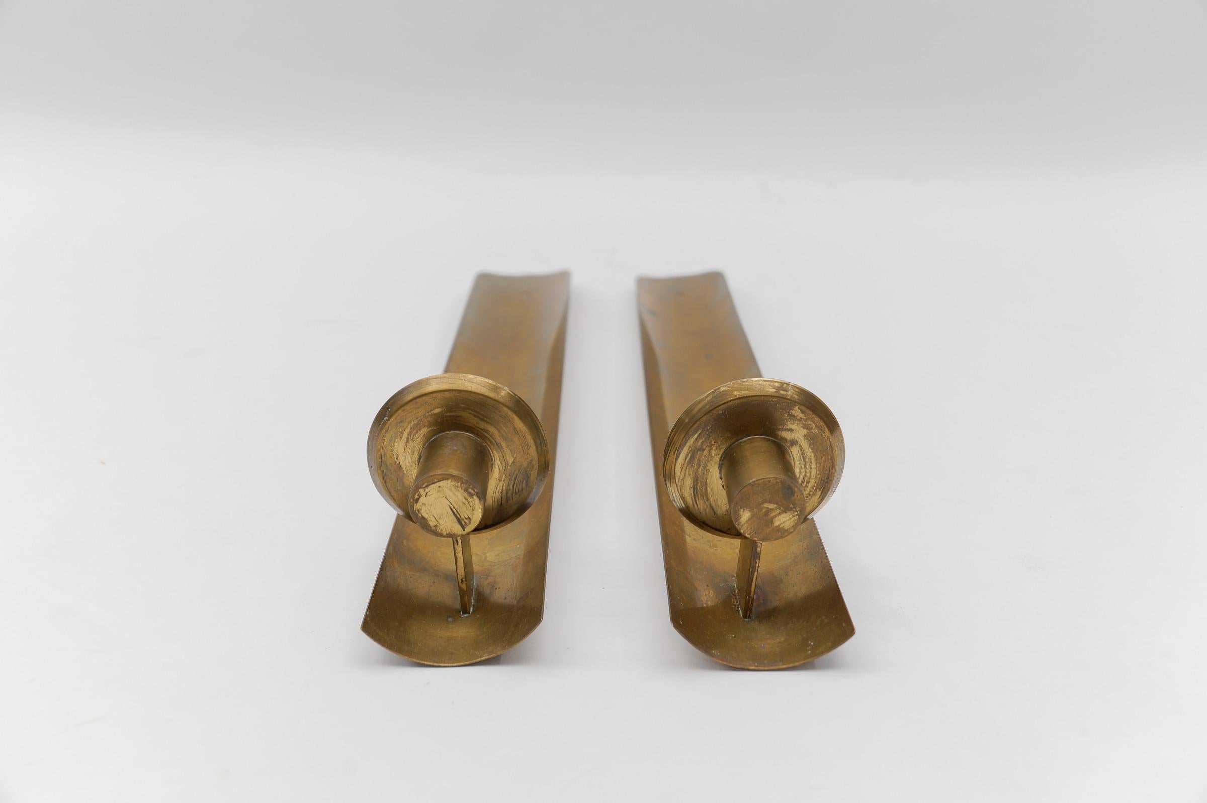 Mid-20th Century Awesome Pair of Brass Wall Candle Holder, 1950s Austria For Sale