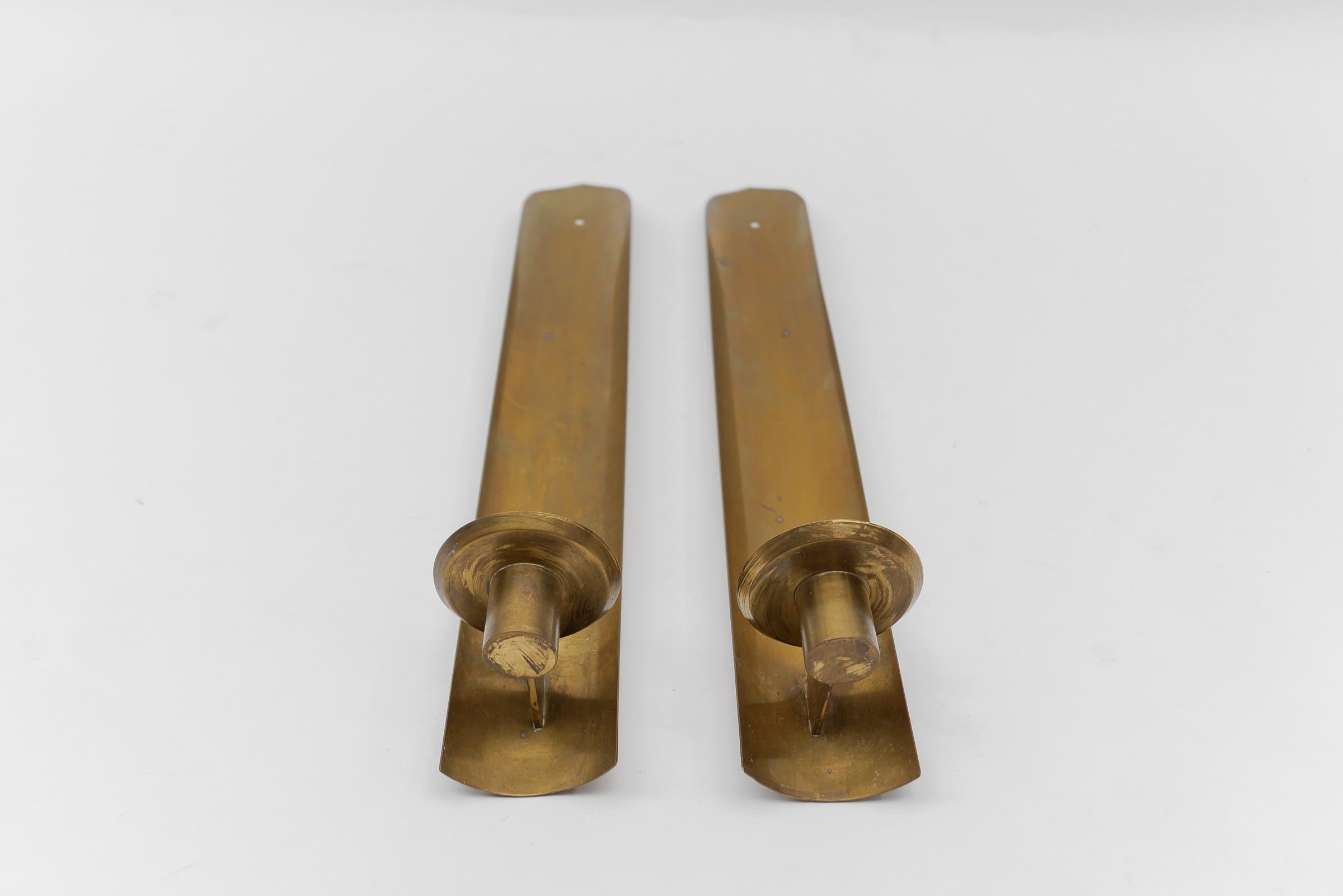Copper Awesome Pair of Brass Wall Candle Holder, 1950s Austria For Sale