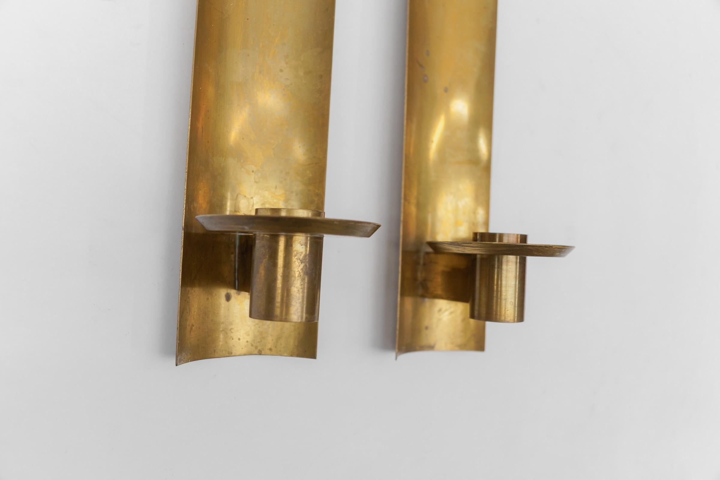 Awesome Pair of Brass Wall Candle Holder, 1950s Austria For Sale 1