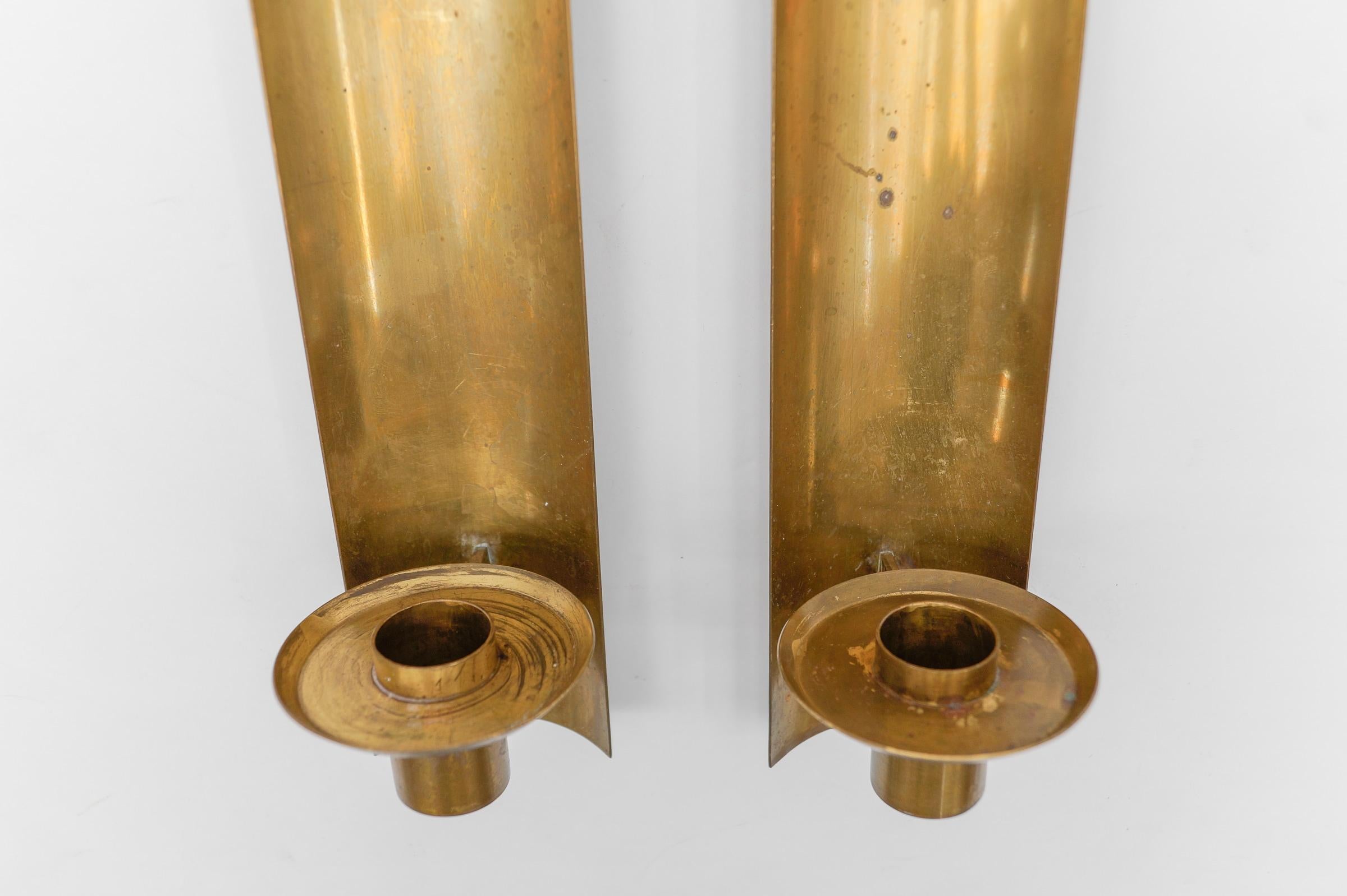Awesome Pair of Brass Wall Candle Holder, 1950s Austria For Sale 2