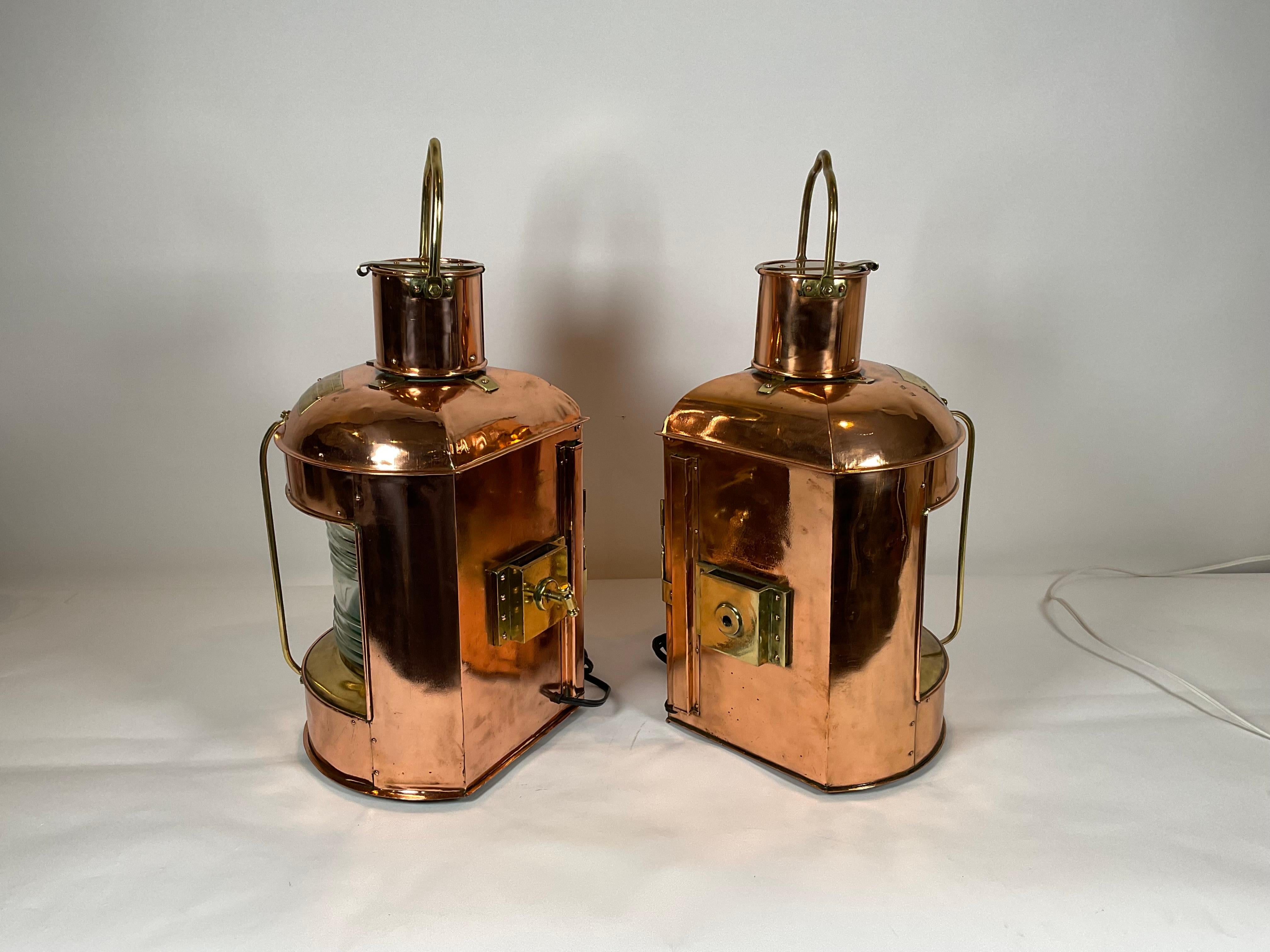 Brass Awesome Pair of Ship’s Port and Starboard Lanterns