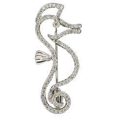 Awesome Pave Diamond Seahorse Gold Brooch Pin