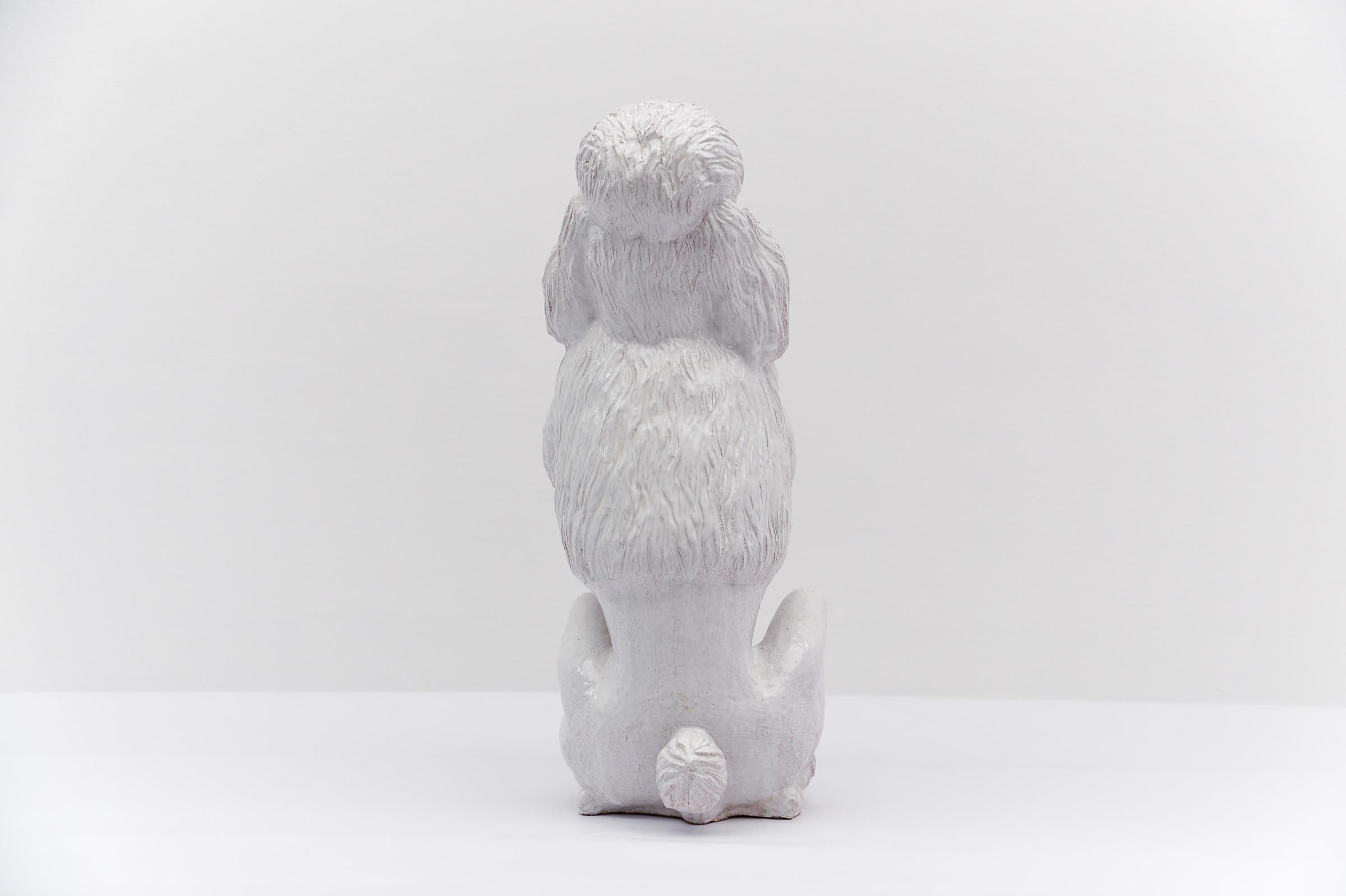 Céramique Superbe caniche en céramique réaliste d'Italie, années 1960 en vente