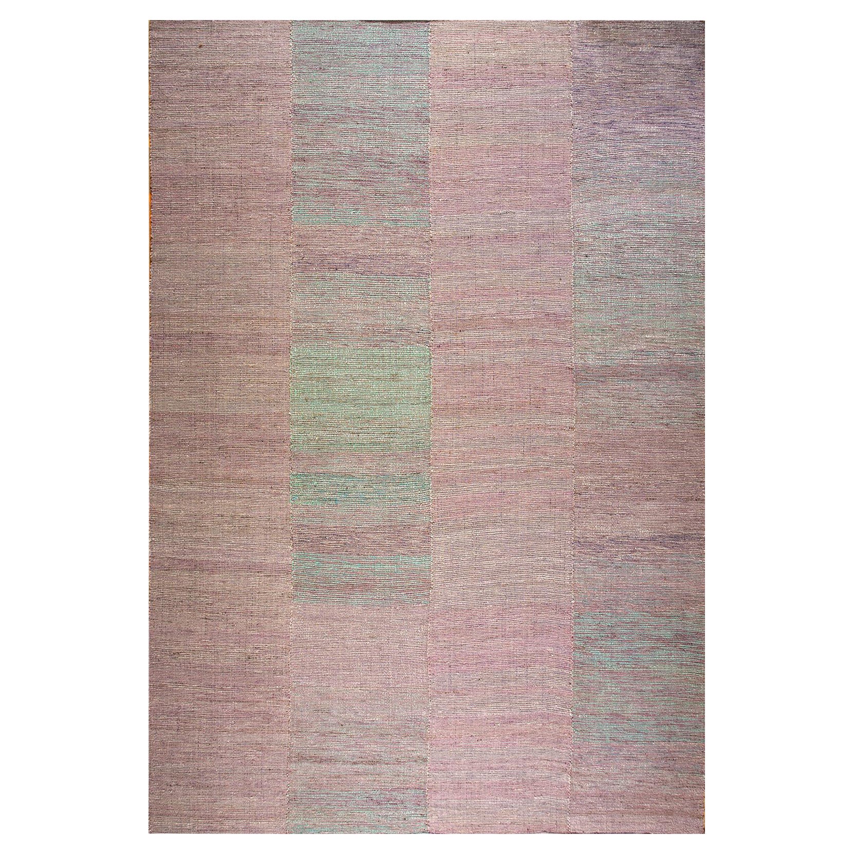 Awesome Rose-Green Color Contemporary Handwoven Wool Shaker Style Flat Weave Rug im Angebot