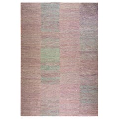 Awesome Rose-Green Color Contemporary Handwoven Wool Shaker Style Flat Weave Rug