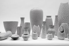 Awesome Set of 47 Black & White Craquele Ceramic Vases by JASBA Keramik, Germany