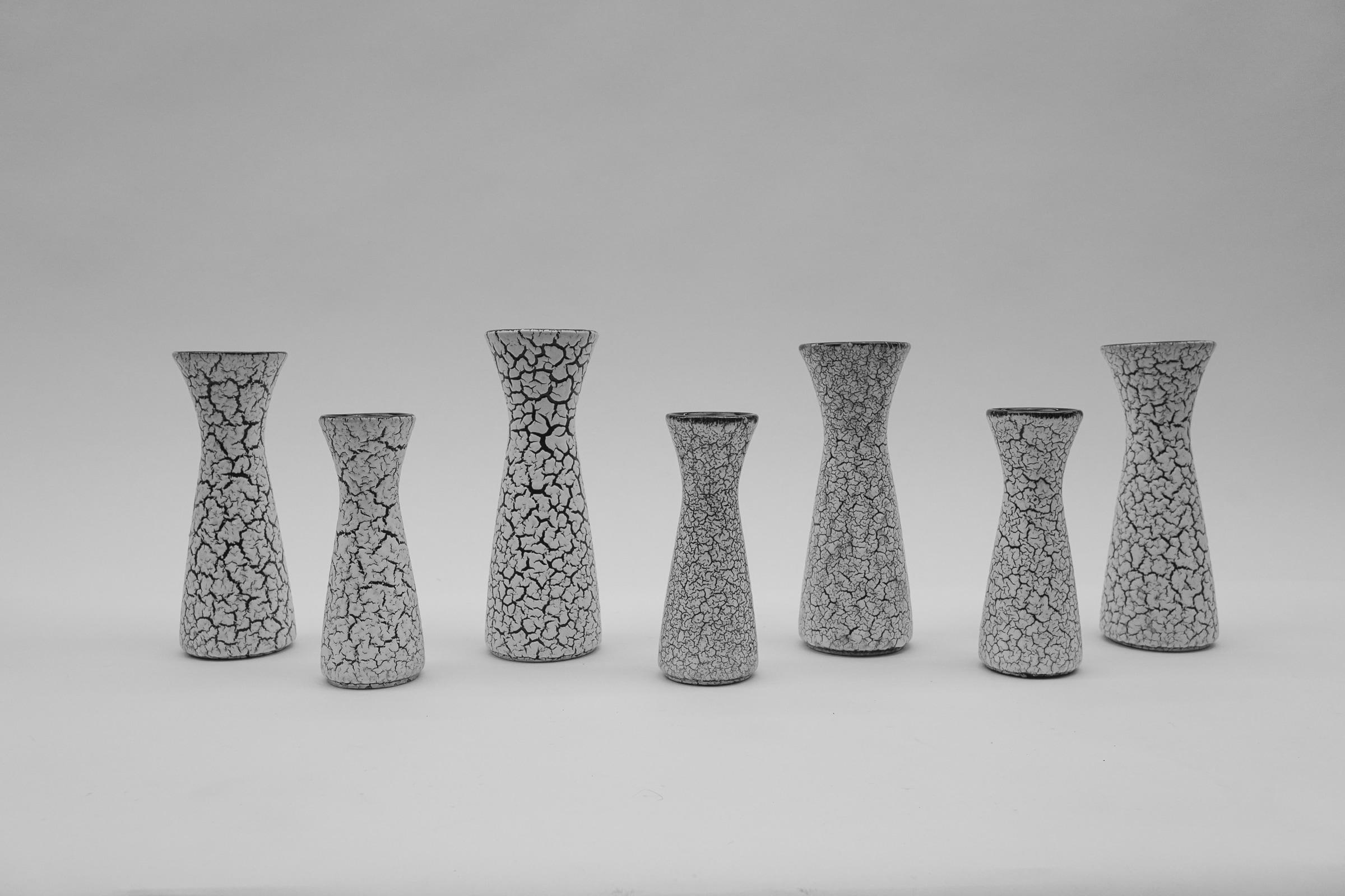Awesome Set of 47 Black & White Craquele Ceramic Vases by JASBA Keramik, Germany In Good Condition For Sale In Nürnberg, Bayern