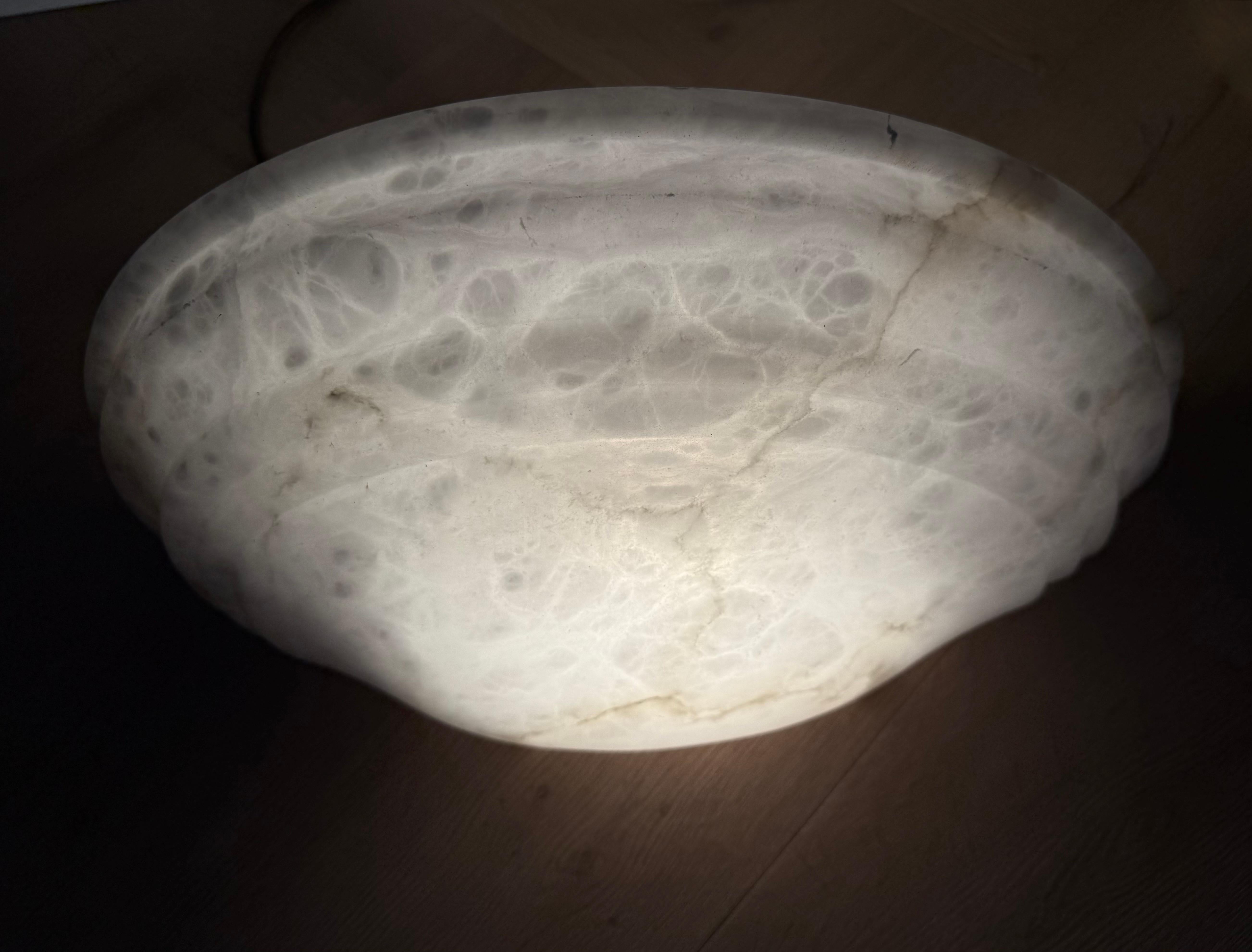 Iron Awesome Shape & Extra Large Pair of Midcentury Made White Alabaster Wall Sconces For Sale