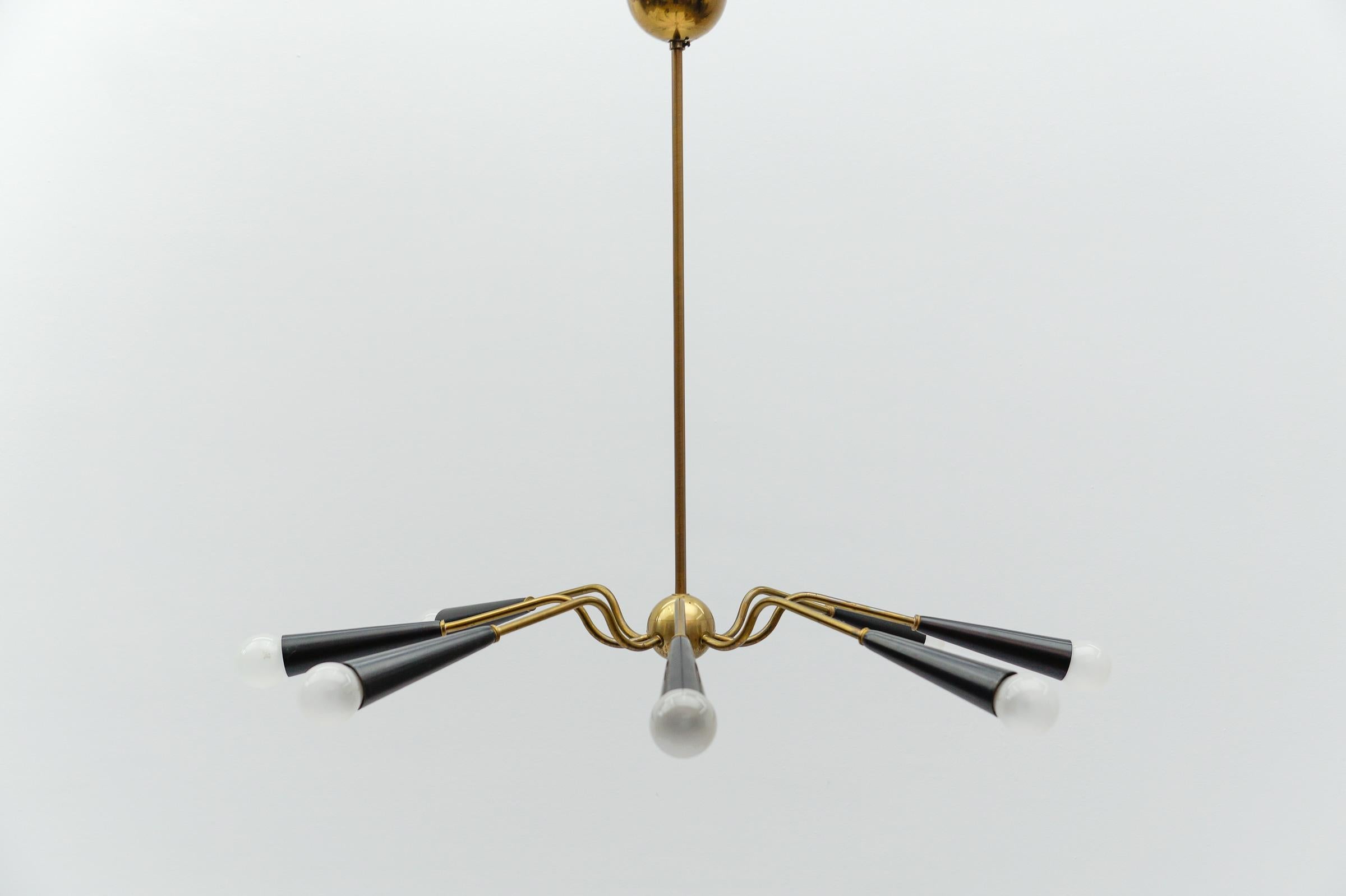 Métal Superbe lampe Sputnik à la manière d'Arteluce, Italie, années 1950 en vente