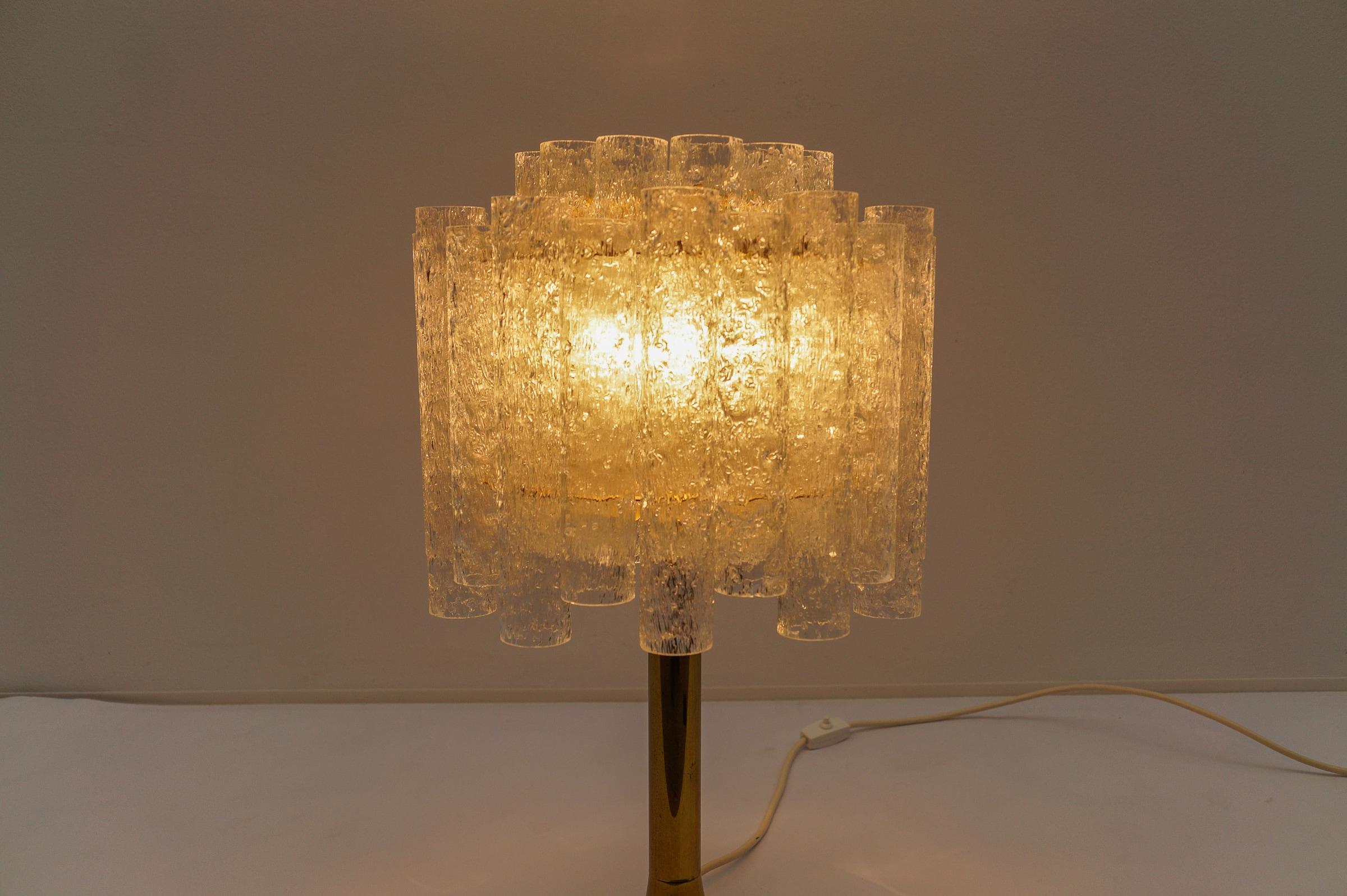 Awesome Table Lamp by Doria Leuchten with 34 Ice Glass Tubes, 1960s Germany For Sale 4