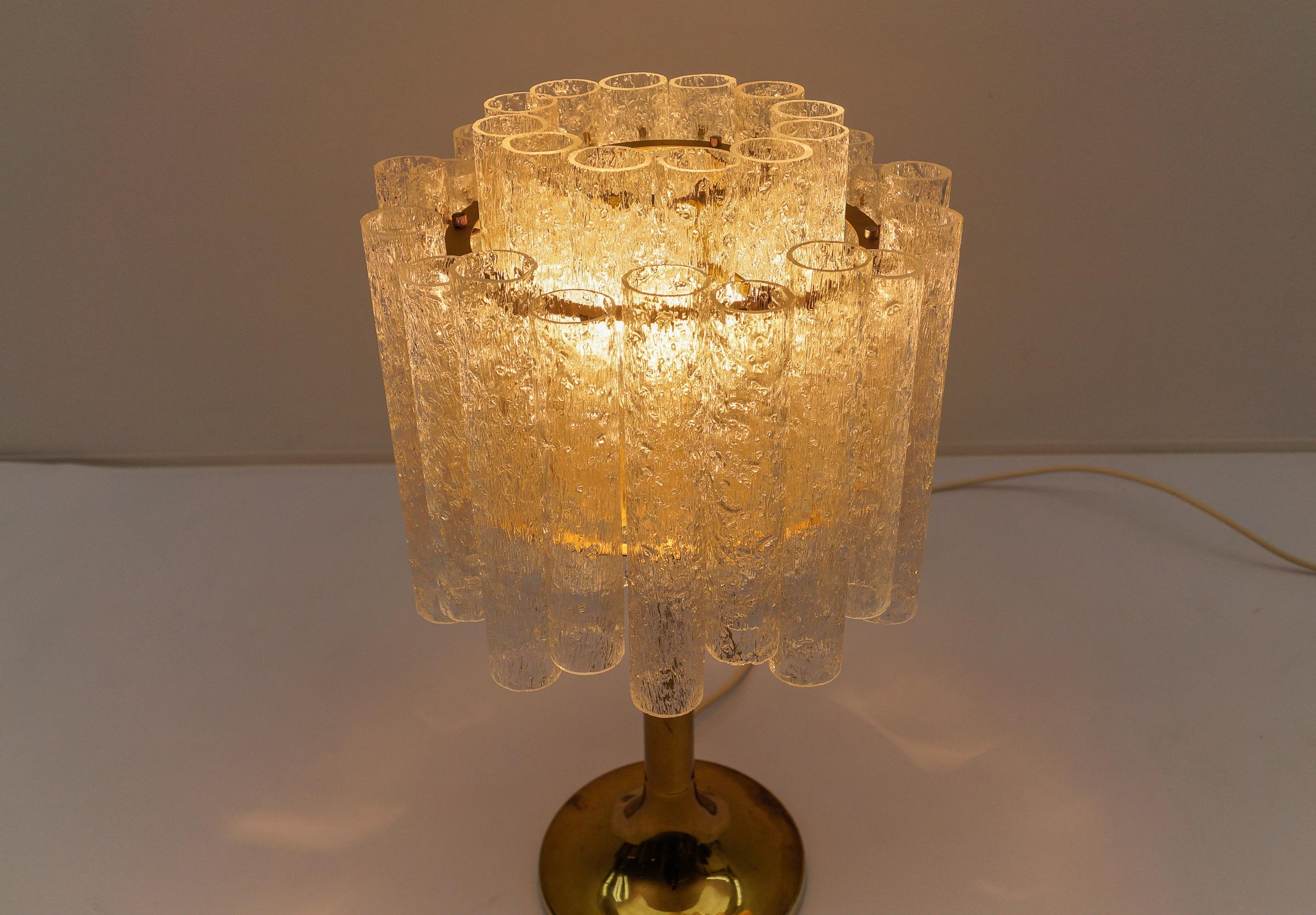 Awesome Table Lamp by Doria Leuchten with 34 Ice Glass Tubes, 1960s Germany For Sale 7