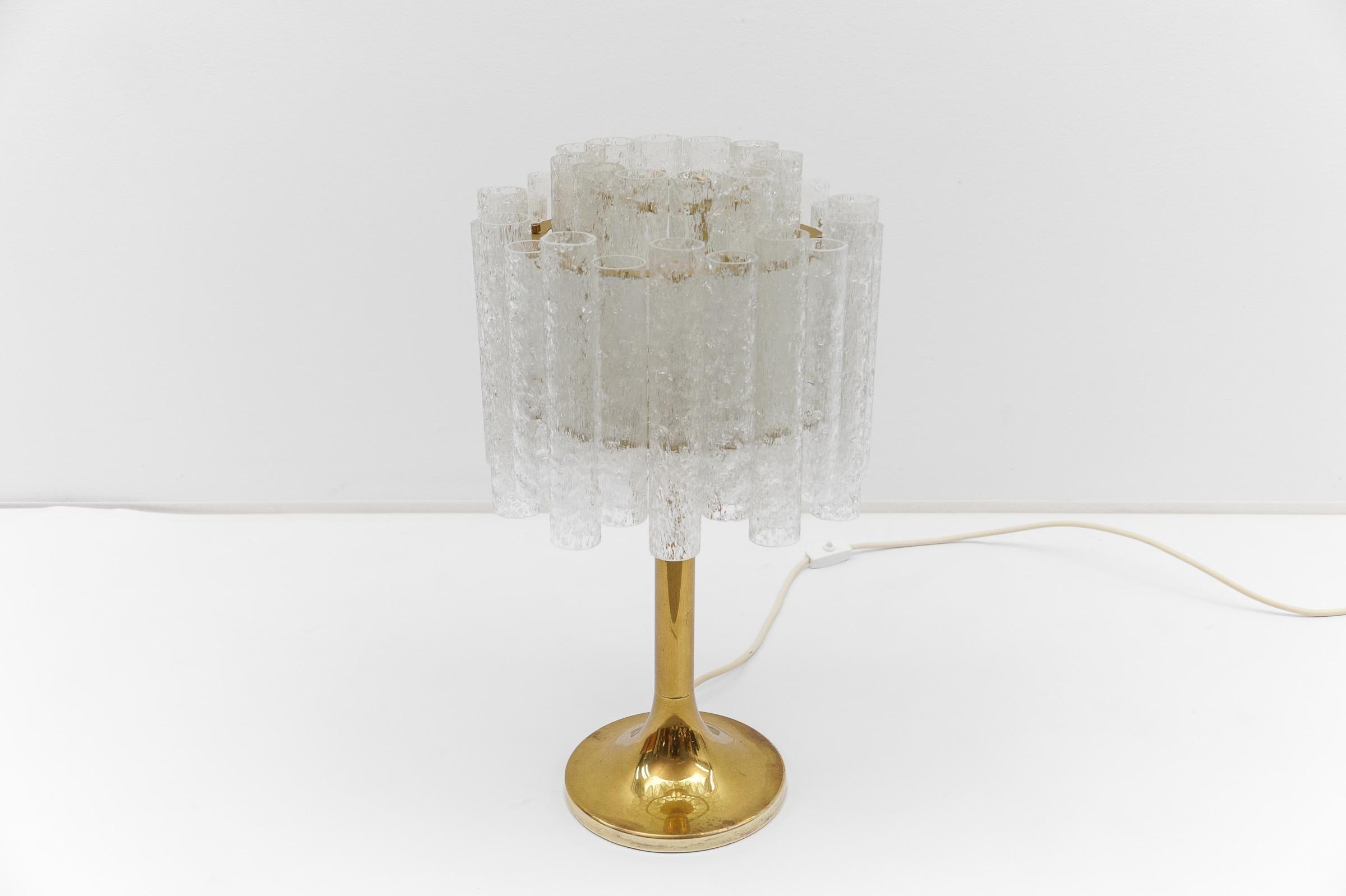 Awesome Table Lamp by Doria Leuchten with 34 Ice Glass Tubes, 1960s Germany In Good Condition For Sale In Nürnberg, Bayern