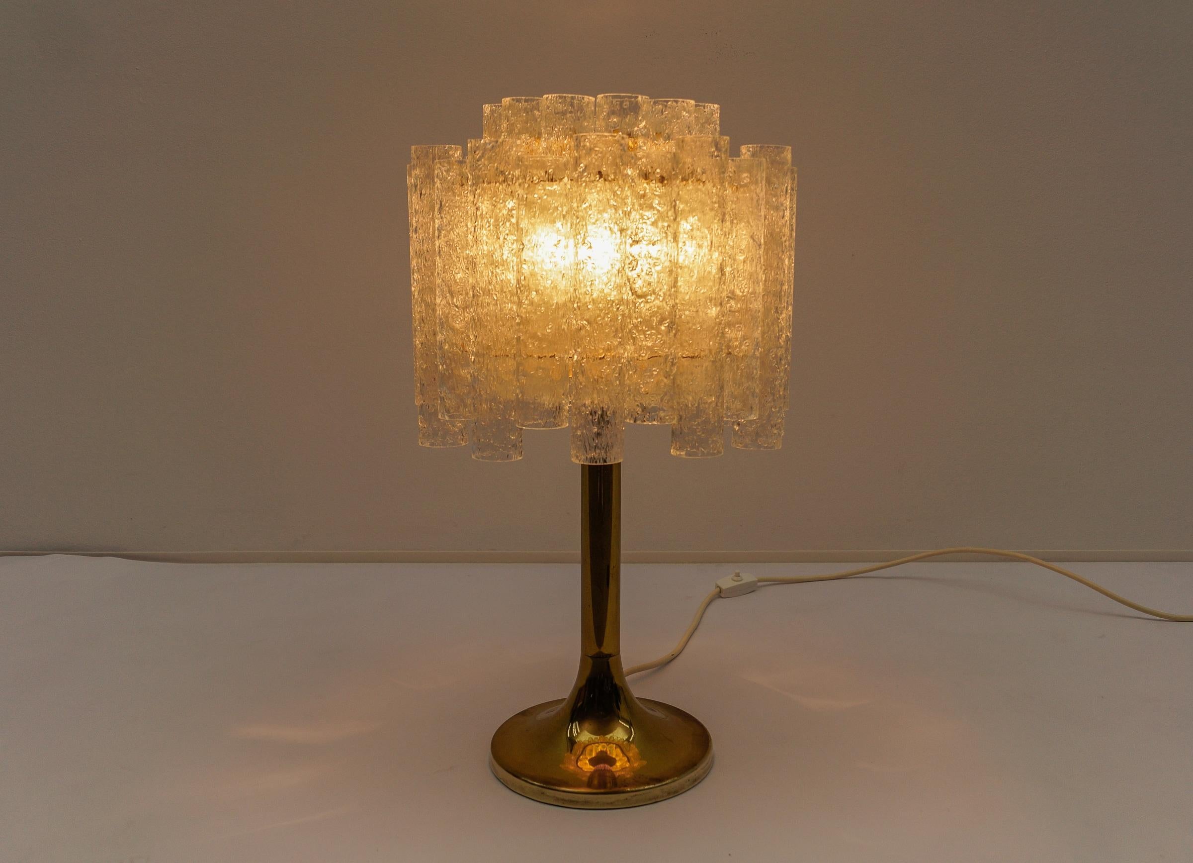 Late 20th Century Awesome Table Lamp by Doria Leuchten with 34 Ice Glass Tubes, 1960s Germany For Sale
