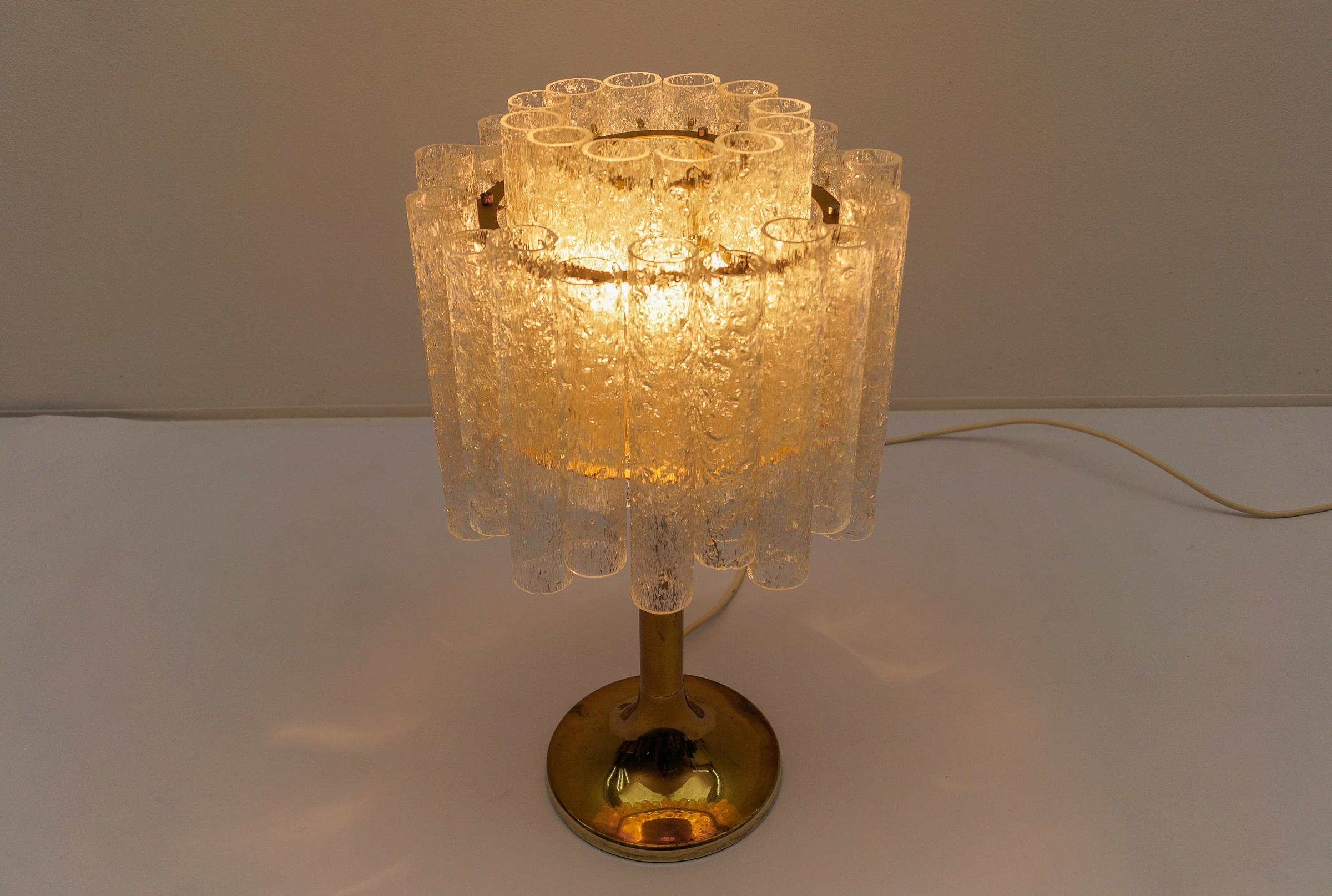 Awesome Table Lamp by Doria Leuchten with 34 Ice Glass Tubes, 1960s Germany For Sale 1