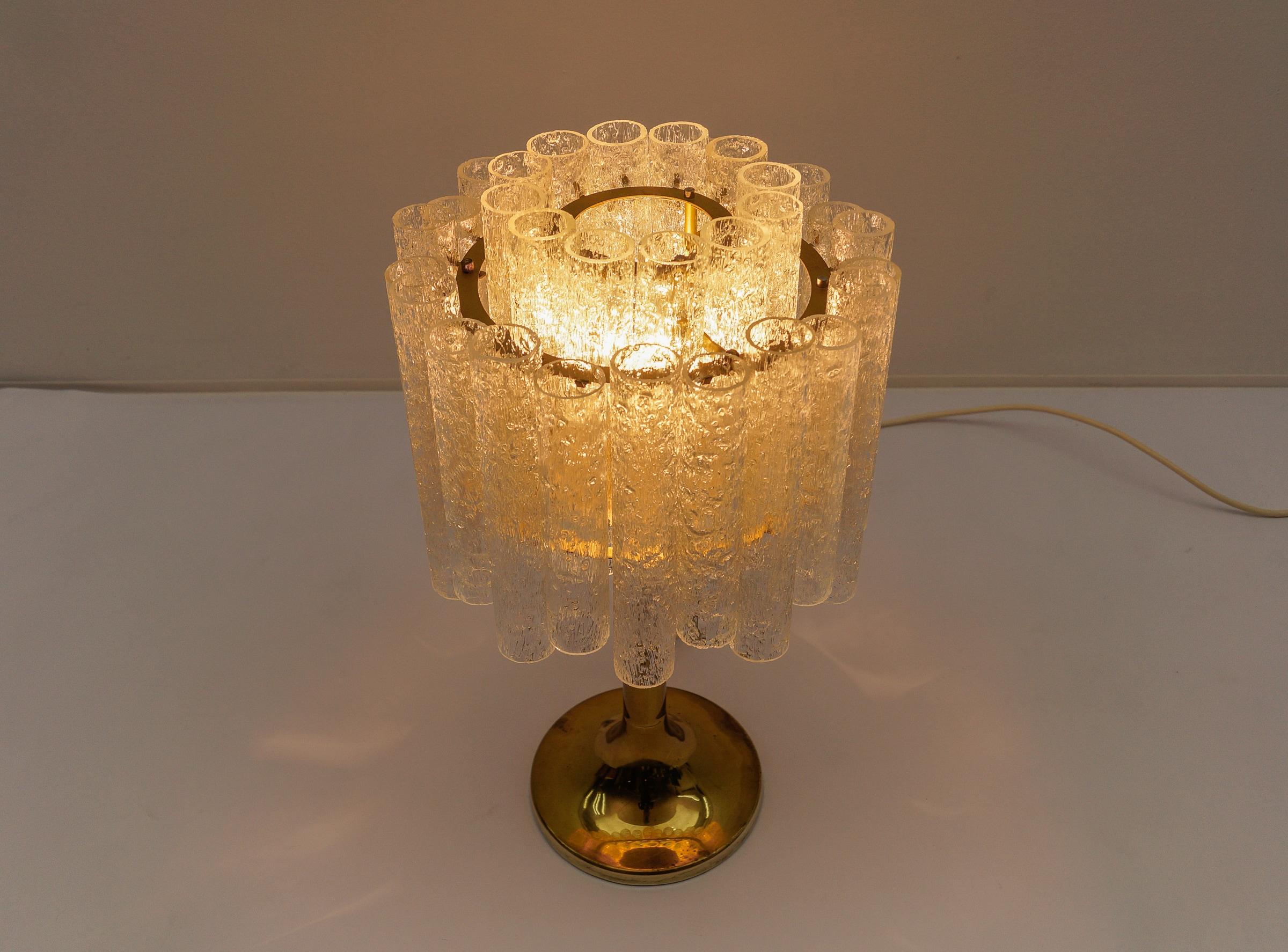 Awesome Table Lamp by Doria Leuchten with 34 Ice Glass Tubes, 1960s Germany For Sale 2