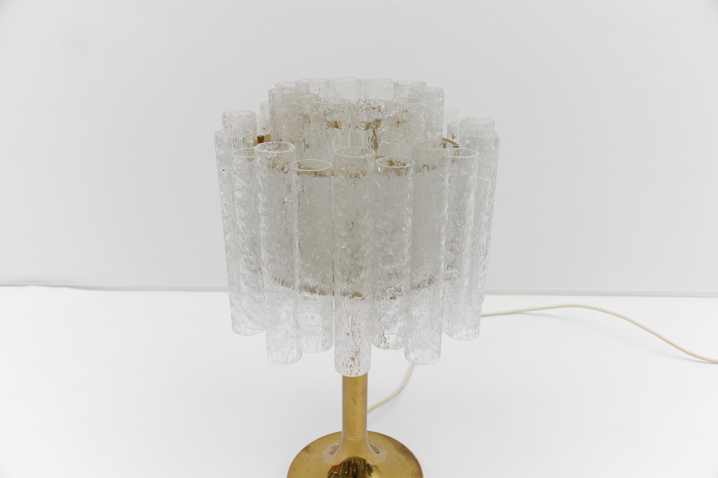 Awesome Table Lamp by Doria Leuchten with 34 Ice Glass Tubes, 1960s Germany For Sale 3
