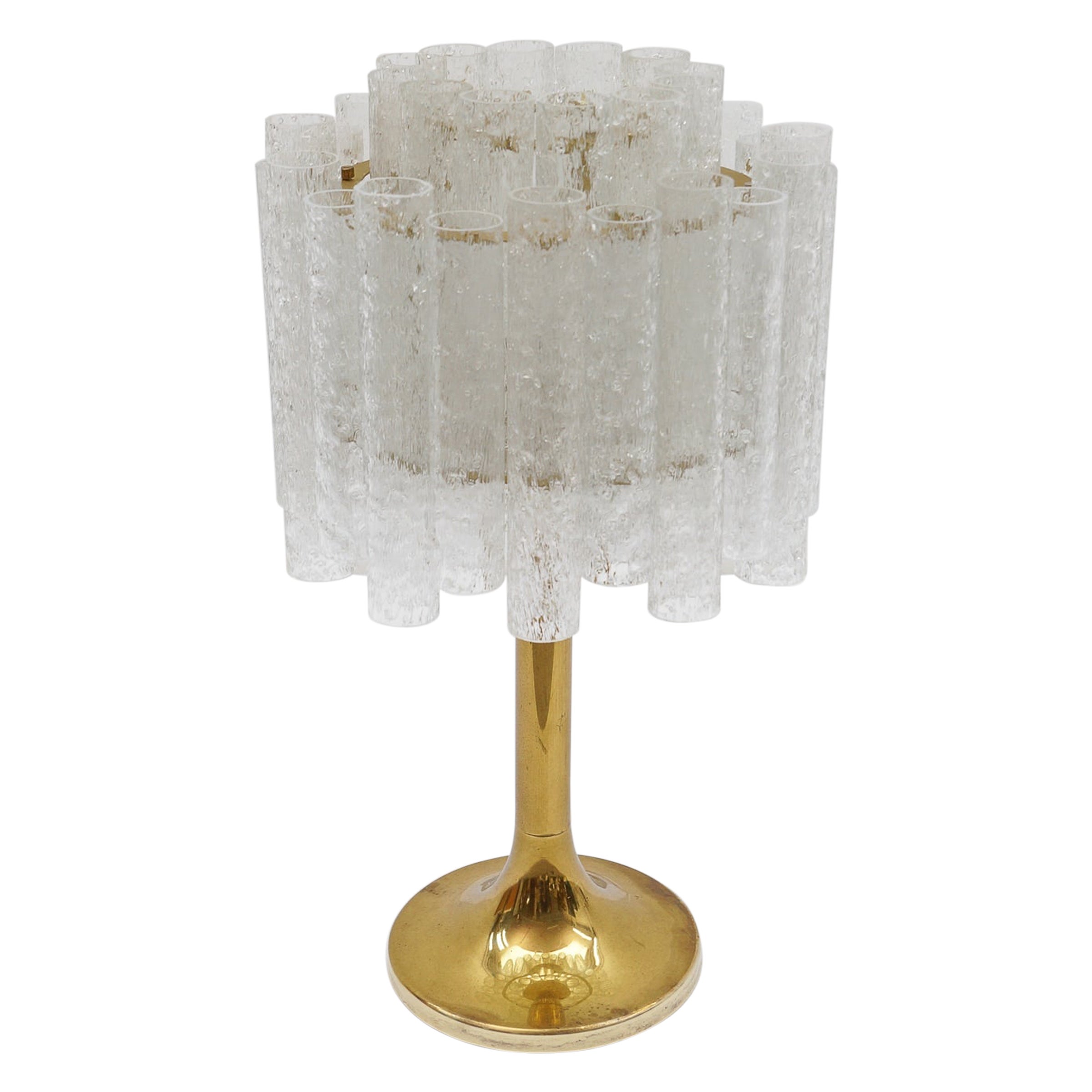 Awesome Table Lamp by Doria Leuchten with 34 Ice Glass Tubes, 1960s Germany For Sale