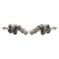 Awesome Vintage Black and White Diamond Gold Royal Dragon Cufflinks