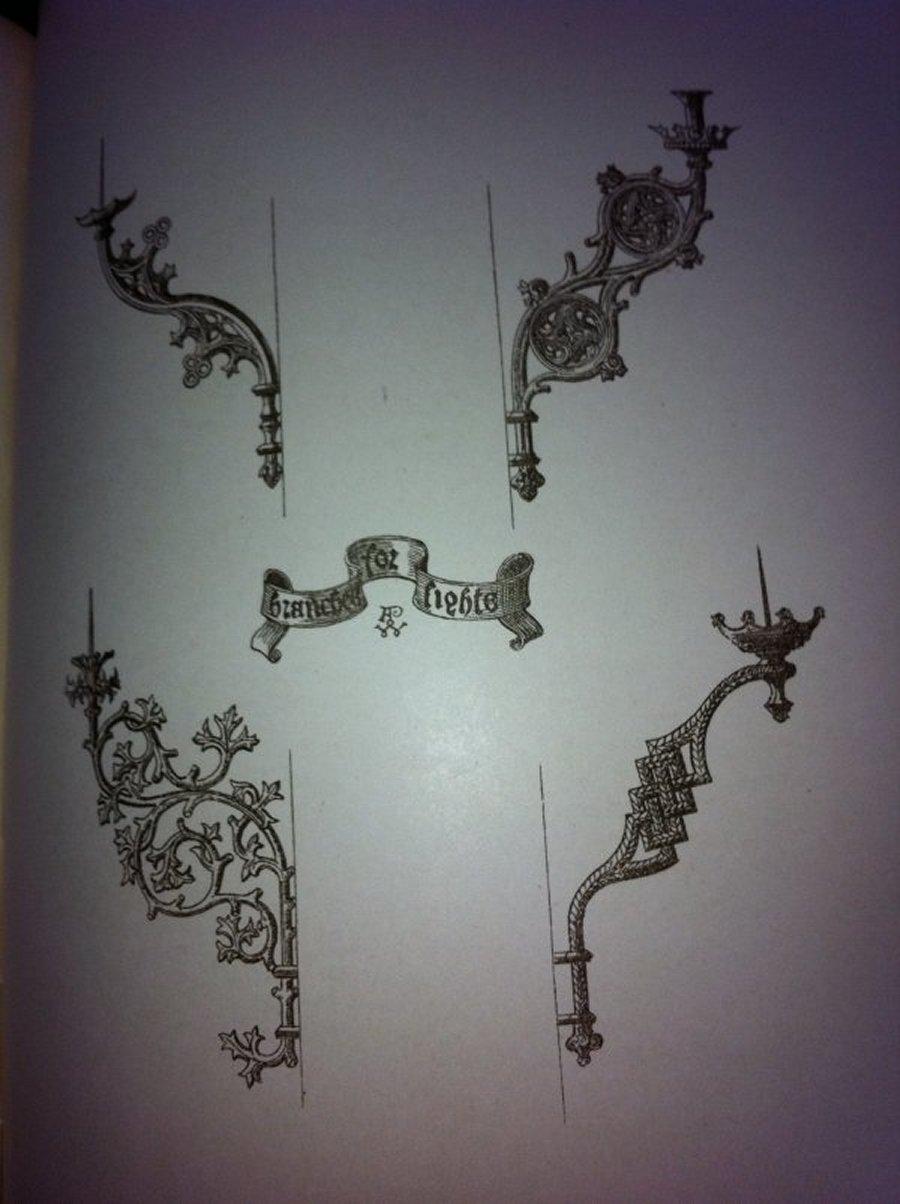 AWN Pugin. A Pair of Gothic Revival Brass Wall Lights Designed for Chirk Castle. 2