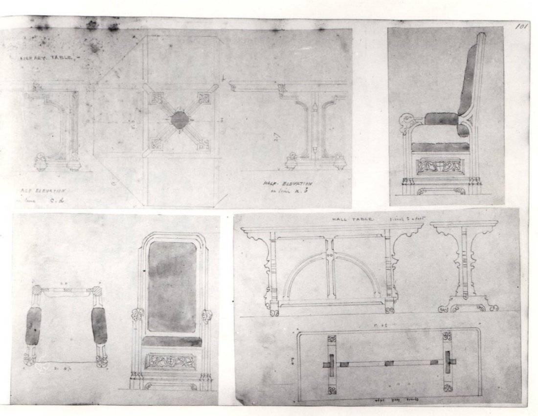 A.W.N Pugin y Sir Charles Barry, una importante mesa de biblioteca de roble del renacimiento gótico en venta 7