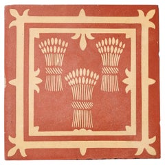 Antique A.W.N Pugin Encaustic Coat of Arms Tile by Minton & Co