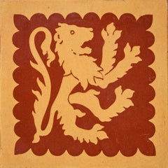 A.W.N. Pugin Glazed Coat of Arms Tile by Minton & Co