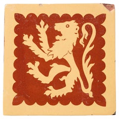 A.W.N. Pugin Glazed Coat of Arms Tile by Minton & Co