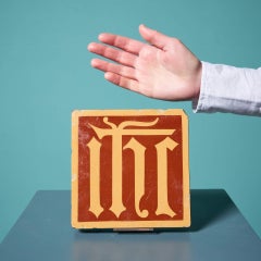 A.W.N. Pugin Glazed Encaustic Monogram Tile by Minton & Co