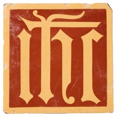 Antique A.W.N. Pugin Glazed Encaustic Monogram Tile by Minton & Co