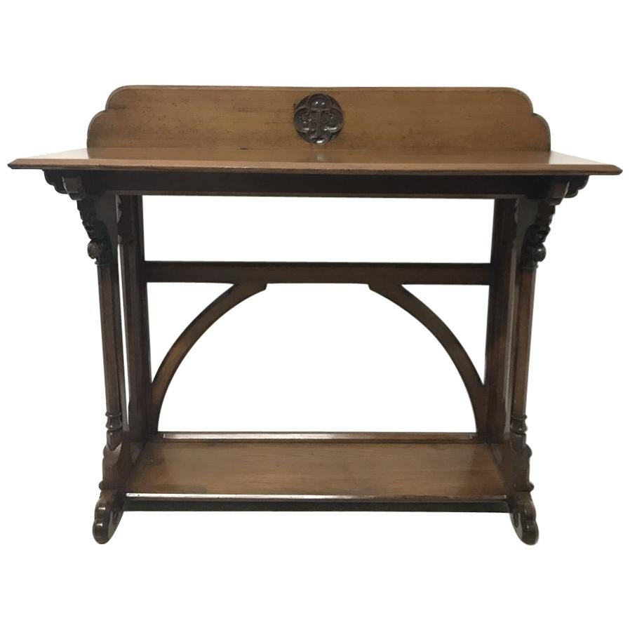 Table de bibliothèque, d'entrée ou de service en chêne sculpté de style néo-gothique J C Crace, A.W.N. Pugin